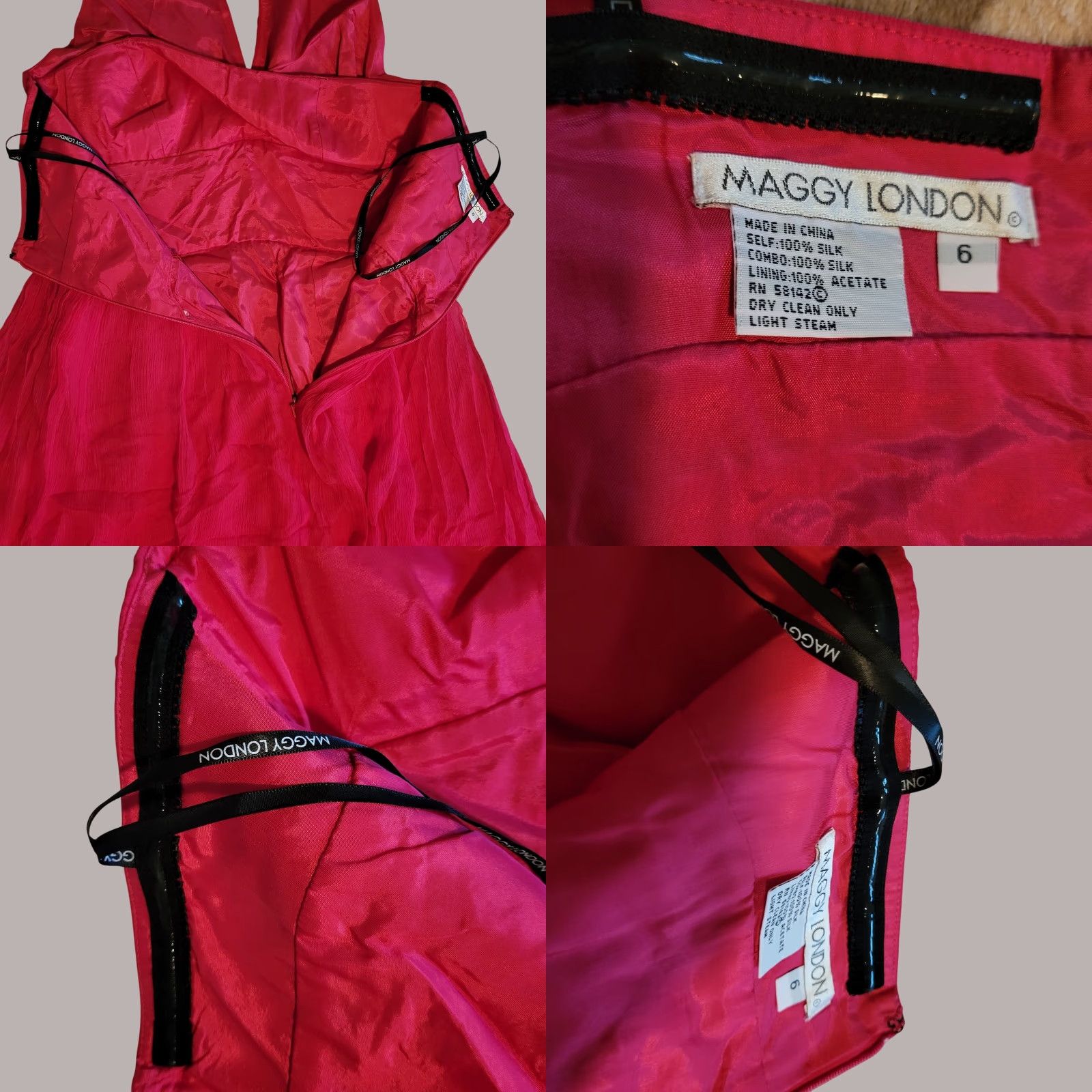 MAGGY LONDON Maggy London Womens Halter Silk Dress Size 6 Fuchsia Pink Dress Sundress Sleeveless Zip Lined Knee Length Silk Europe? (Note: corrected) Size M / US 6-8 / IT 42-44 - 9 Thumbnail