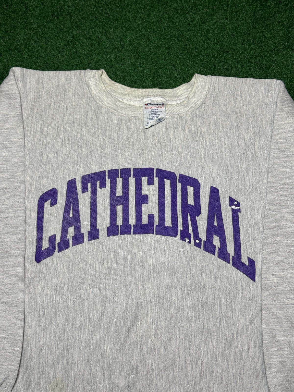 Champion Vtg 90s Champion Reverse Weave Cathedral Spellout Crewneck Size US S / EU 44-46 / 1 - 2 Thumbnail