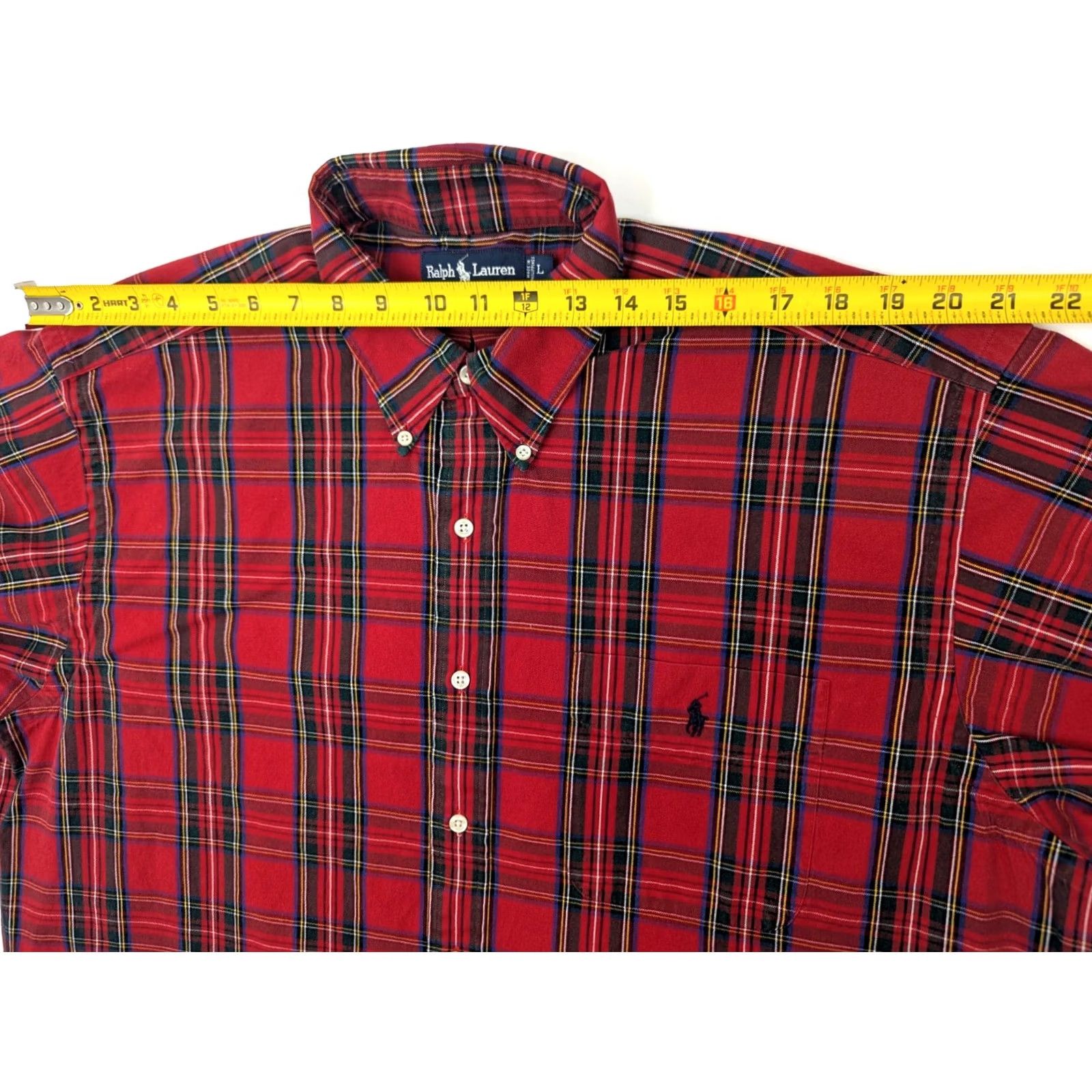 Polo Ralph Lauren Polo Ralph Lauren Button-Up Shirt Men L Red Plaid Big Shirt Vintage Ralph Lauren Cotton Flannel Size US L / EU 52-54 / 3 - 6 Thumbnail