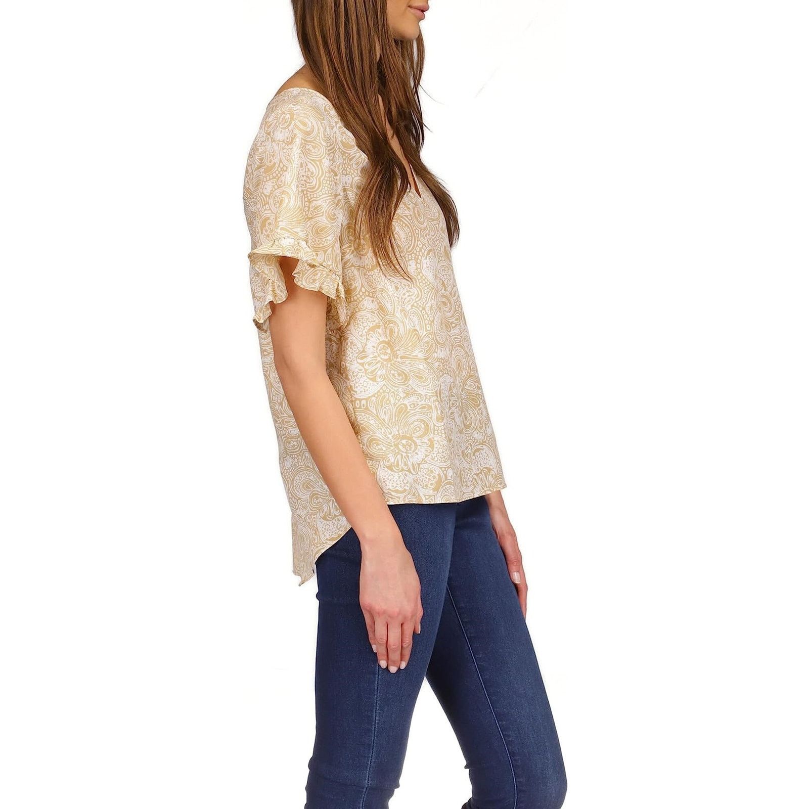 Michael Kors Michael Kors Women Beige Paisley Sleeve Casual Top Size S Size S / US 4 / IT 40 - 4 Thumbnail