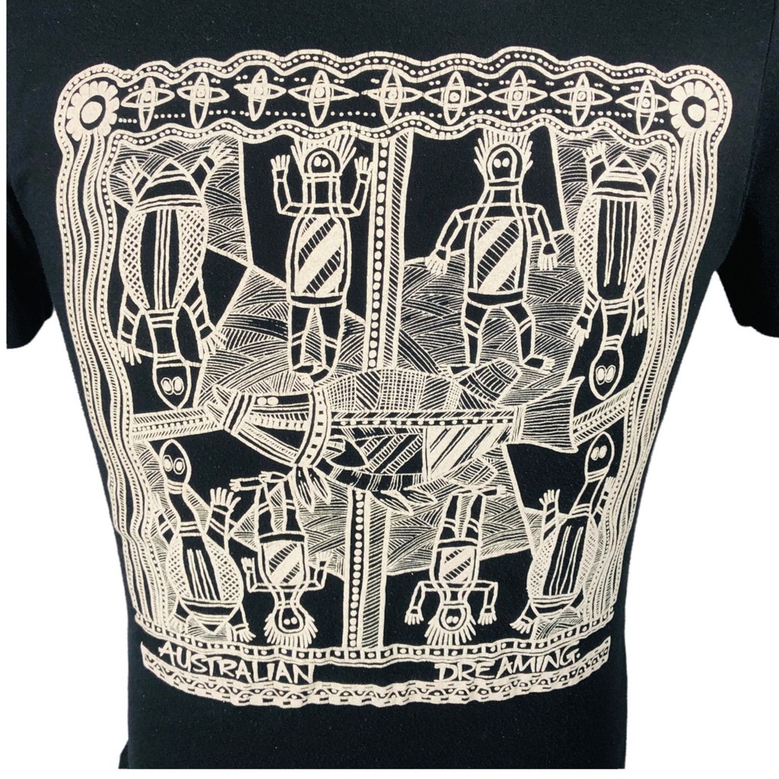 The Unbranded Brand Vintage Australian Dreaming T-Shirt Black Tribal Graphic S Size US S / EU 44-46 / 1 - 6 Thumbnail