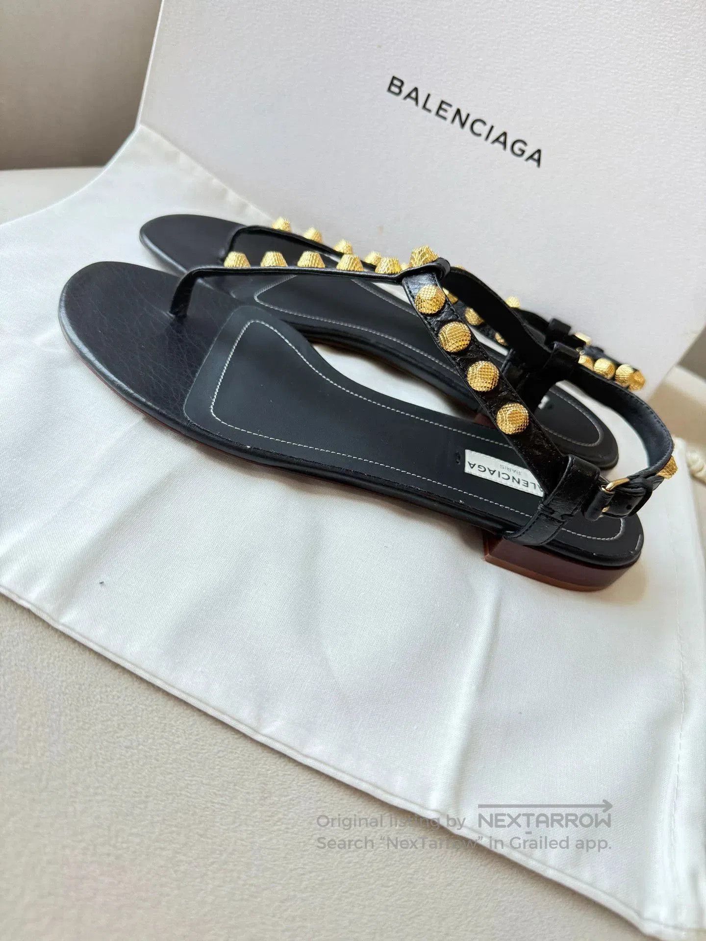 Balenciaga Balenciaga Arena Studded Leather Flat Sandals. Size US 7 / IT 37 - 2 Thumbnail