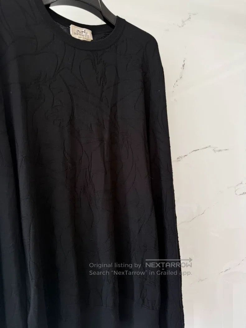 Hermes Hermes Black Textured Knit Long Sleeve Top Size US XL / EU 56 / 4 - 3 Thumbnail