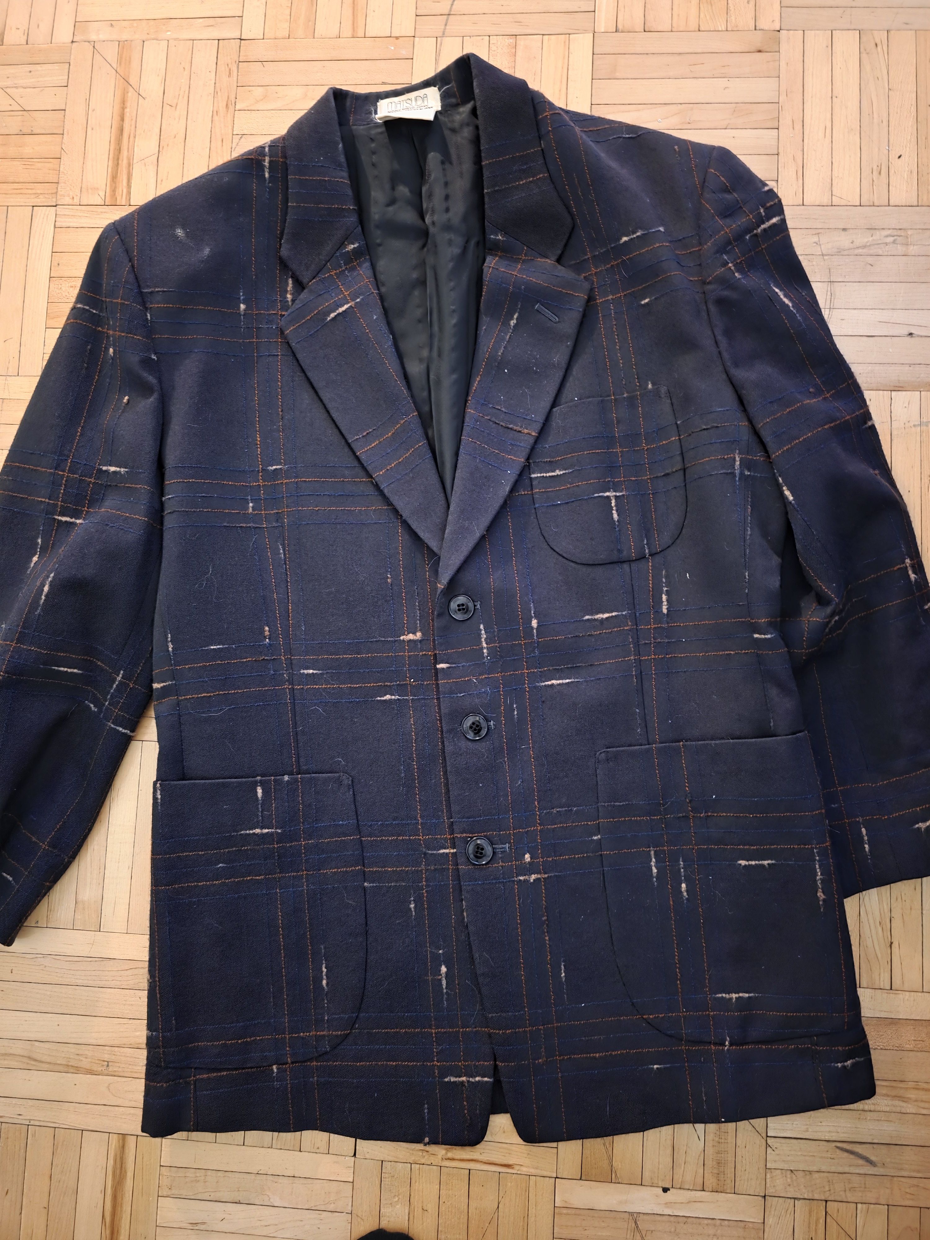 Majestic Matsuda black 50s inspired windowpane blazer Size 42R - 1 Thumbnail