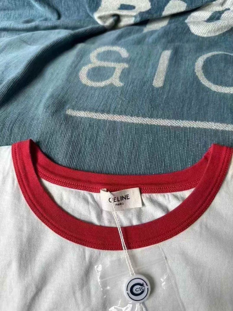 Celine Celine White and Red Short Sleeve Shirt Size US M / EU 48-50 / 2 - 2 Thumbnail