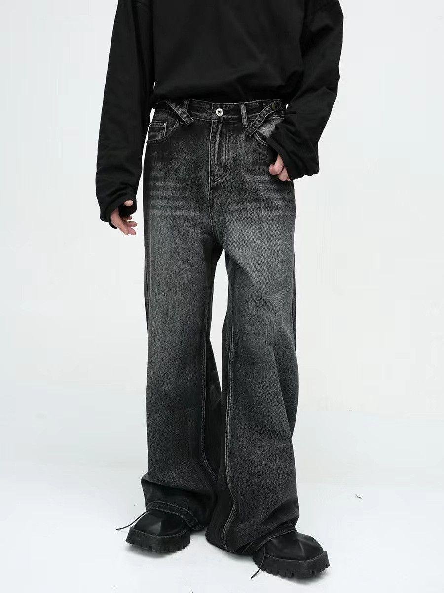 Japanese Brand × Jean Vintage washed black grunge straight leg jeans Size US 34 / EU 50 - 1 Thumbnail