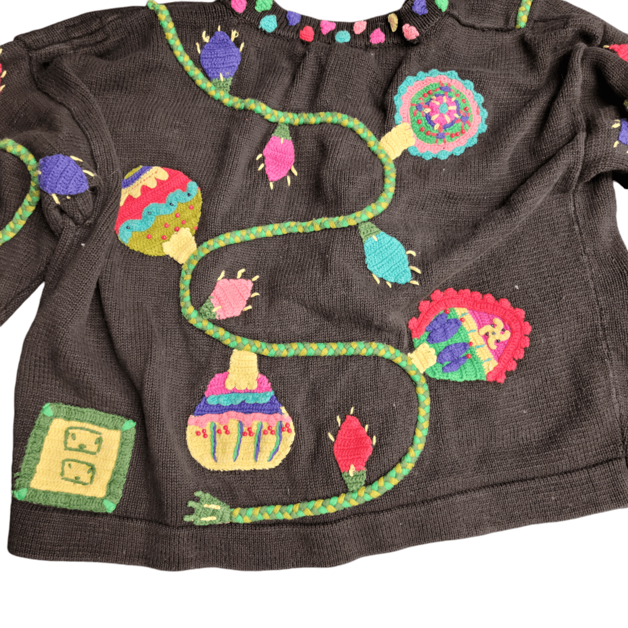 NBDN Nobrandedon Ugly Christmas Sweater Black Crochet Design Offensive Size M / US 6-8 / IT 42-44 - 5 Thumbnail