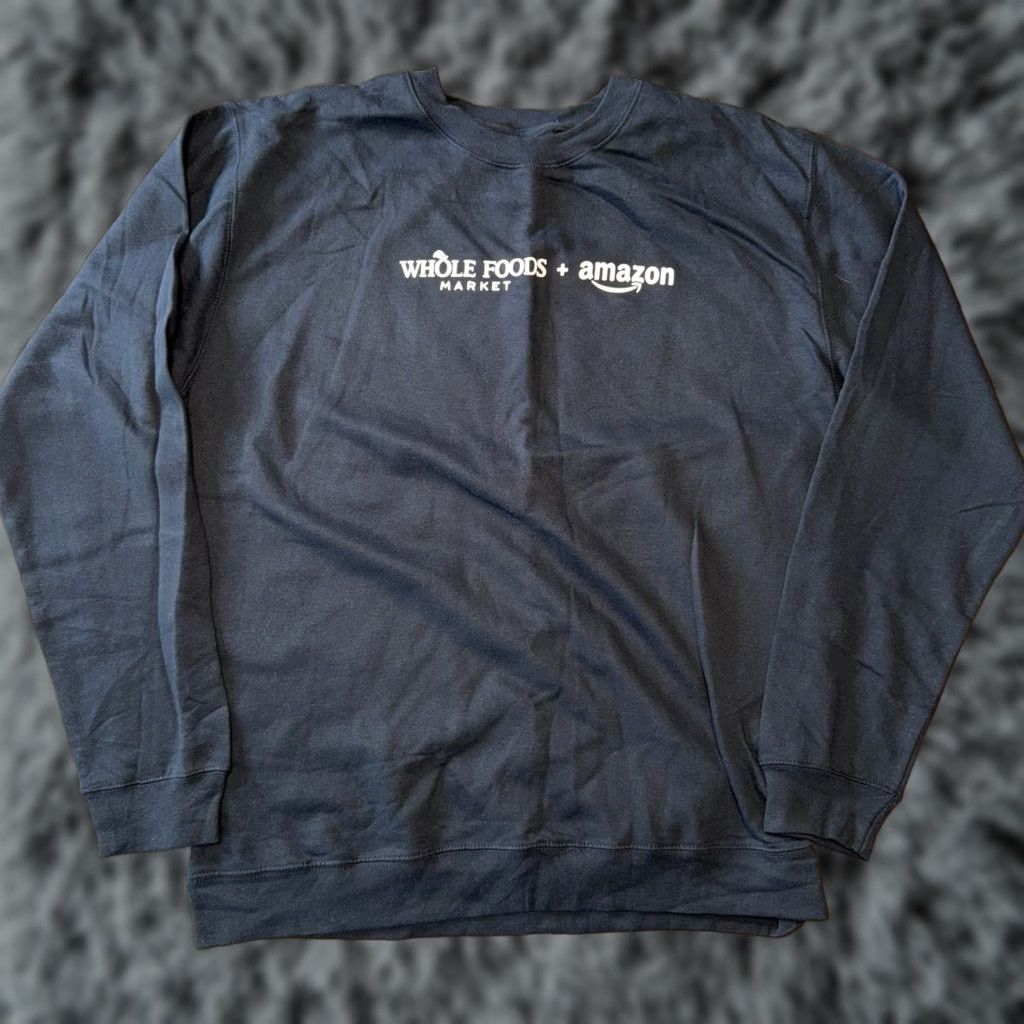 Market VINTAGE Whole Foods Market Sweatshirt Mens XL Black Crewneck Amazon Product Line Graphic Print Logo Size US XL / EU 56 / 4 - 1 Thumbnail