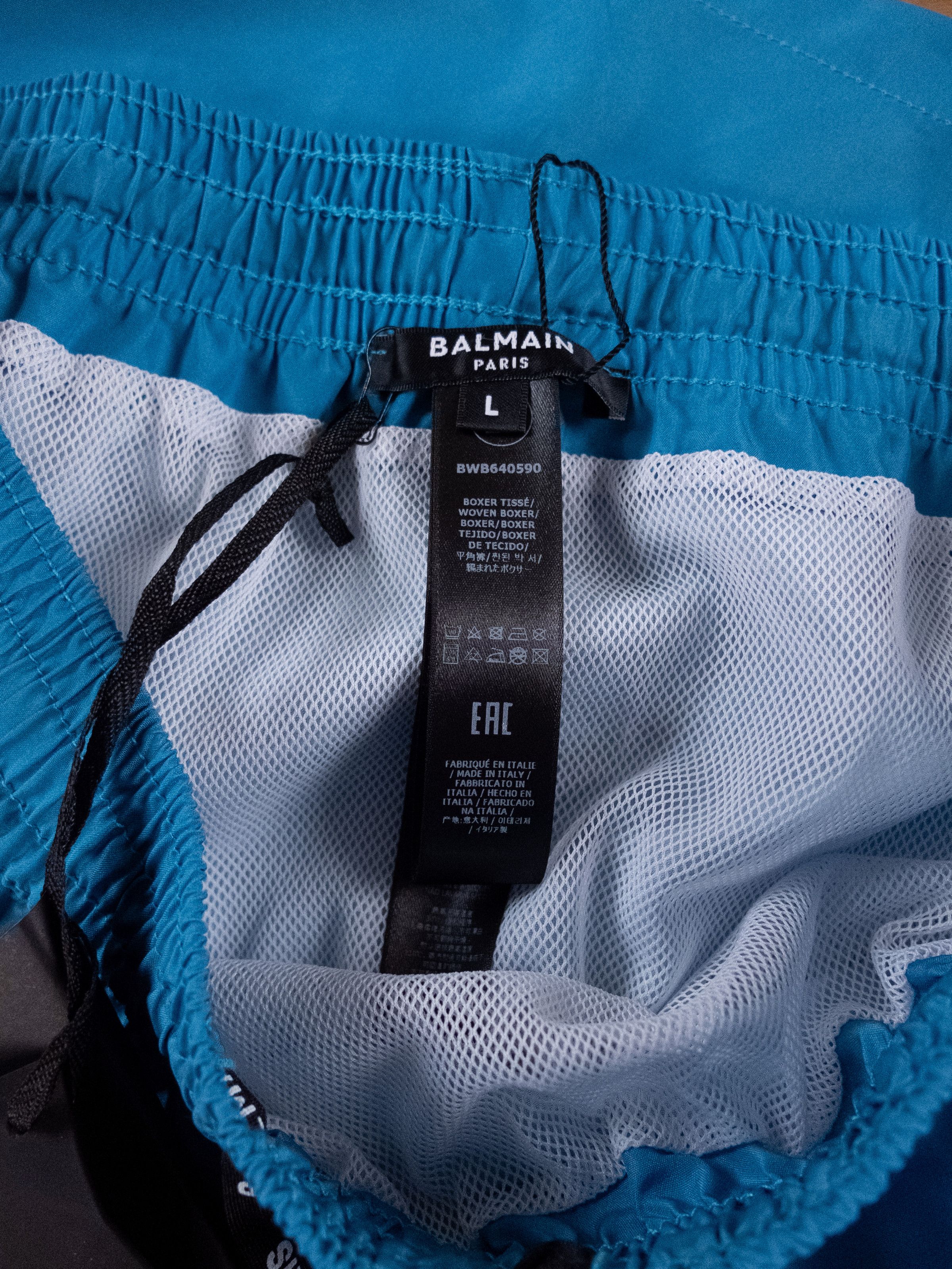Balmain BALMAIN blue basic logo print swim shorts trunks Large Size US 34 / EU 50 - 9 Thumbnail