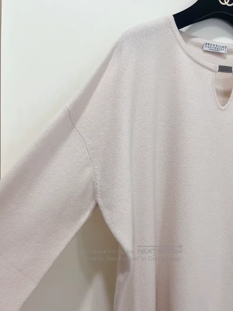 Brunello Cucinelli Brunello Cucinelli Beaded Decoration Pink Crewneck Cashmer Size M / US 6-8 / IT 42-44 - 5 Thumbnail