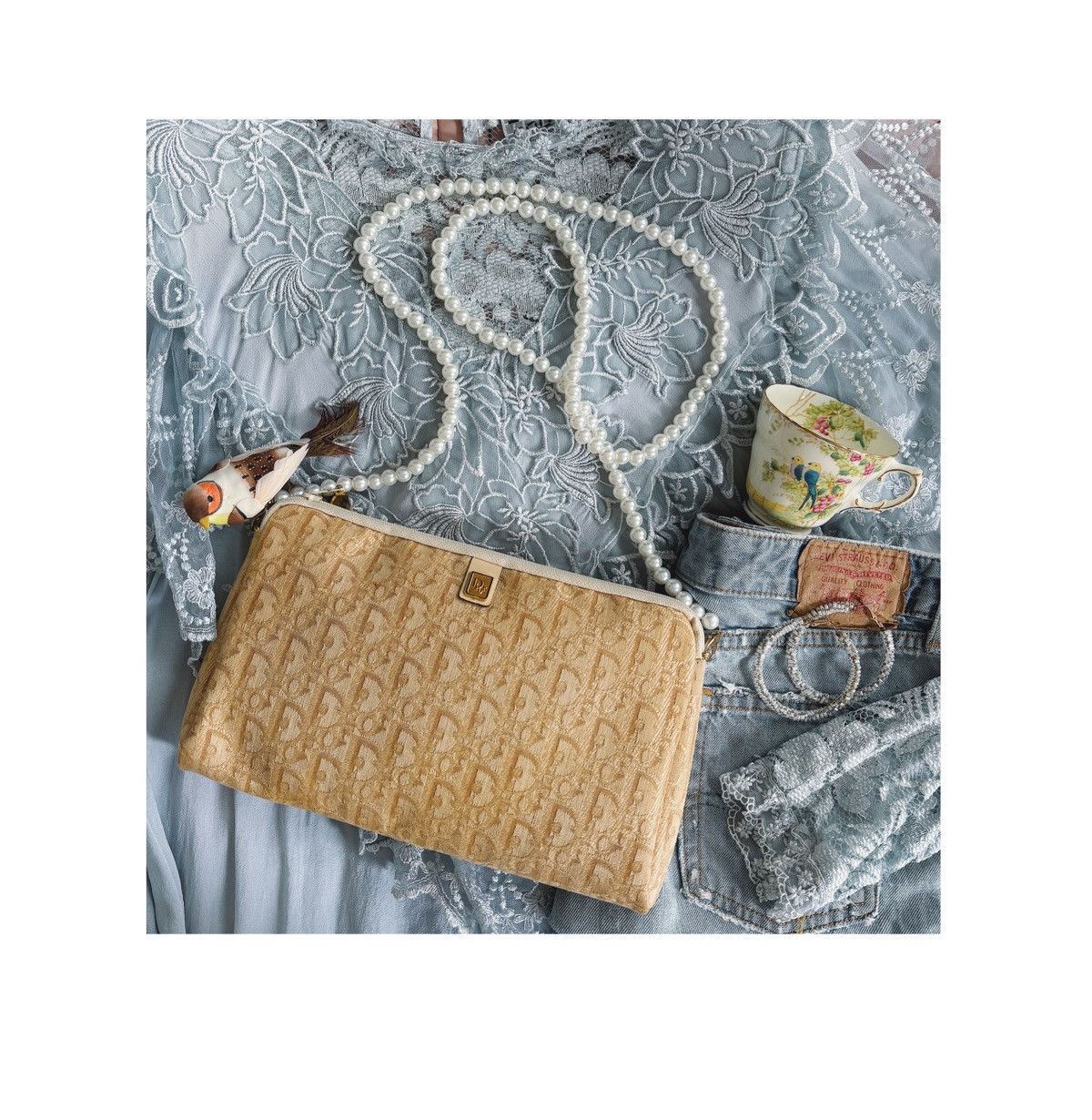 Dior Christian Dior raffia pouch with Woven monogram Size ONE SIZE - 2 Thumbnail