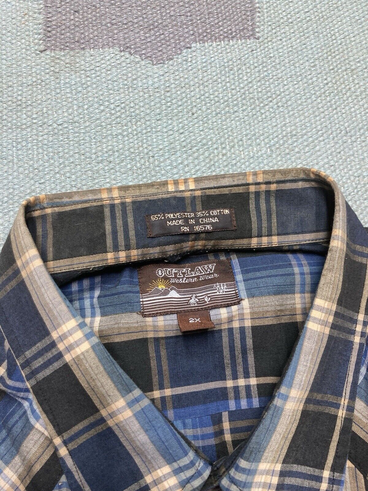 Vintage VTG 90s Pearl snap shirt plaid check western cowboy blue XXL Size US XXL / EU 58 / 5 - 4 Thumbnail