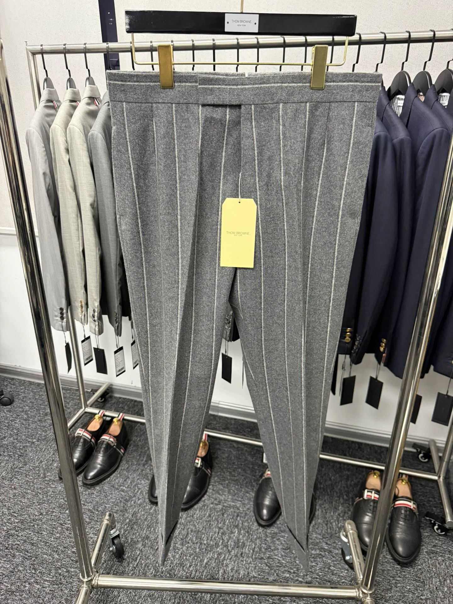Thom Browne Thom Browne Men's Hi-Waisted Stripe Wool Trousers MidGray 2 Size US 32 / EU 48 - 1 Thumbnail