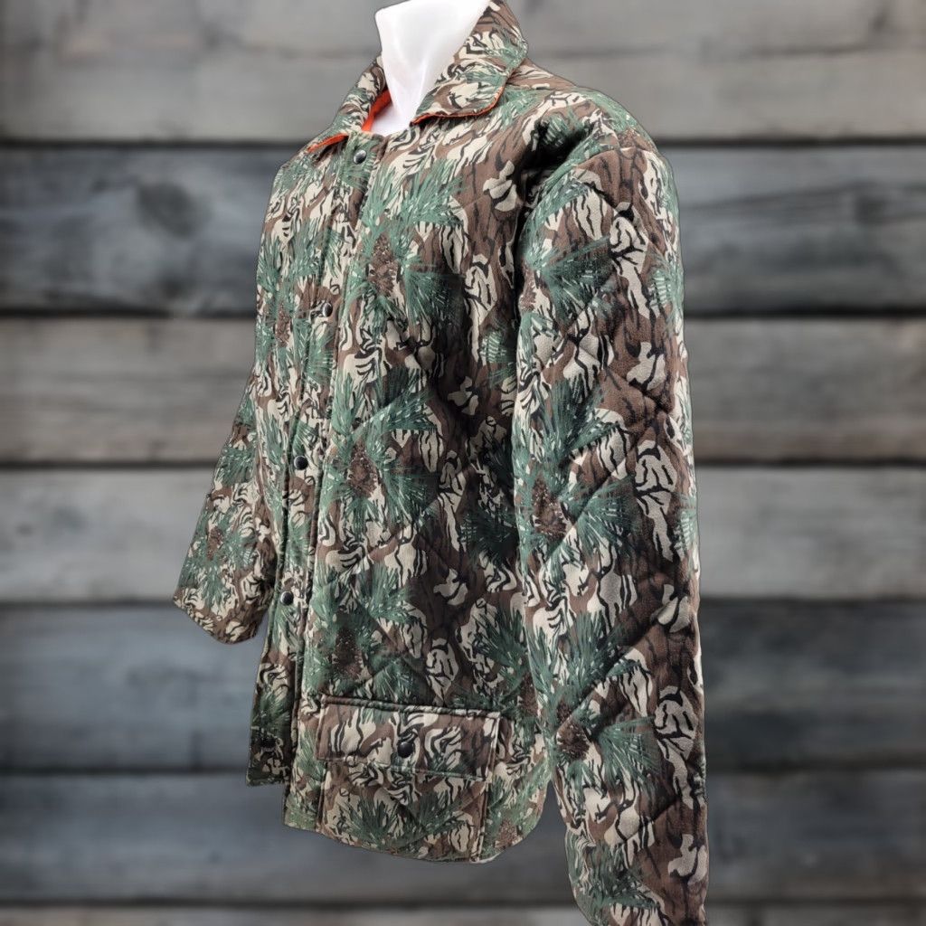 Vintage VINTAGE Pine Woods Natural Camo Blaze Orange Jacket USA Size XL Men Parka jacket Size US XL / EU 56 / 4 - 1 Thumbnail