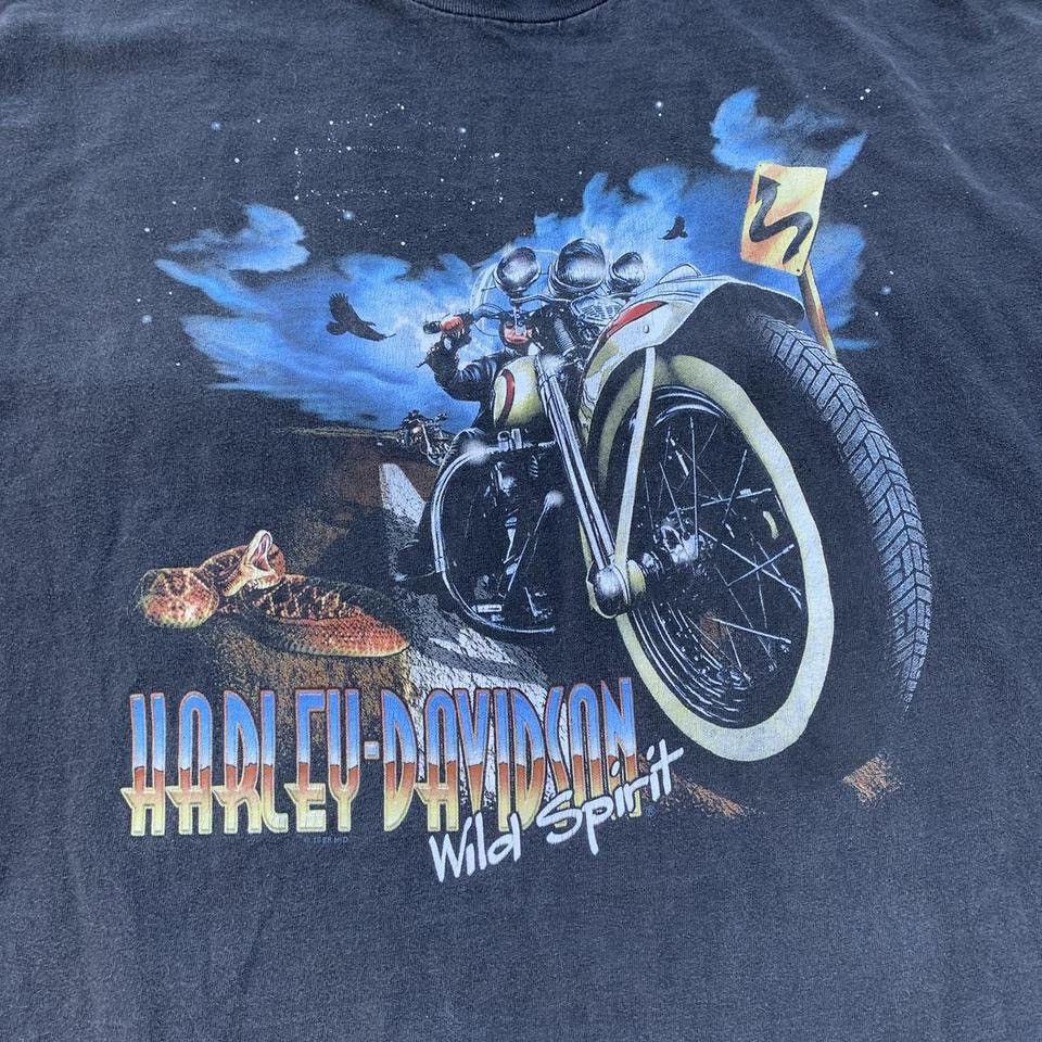 Harley Davidson × Vintage Vintage 1998 Black Harley Davidson Wild Spirit Motorcycle Size US XXL / EU 58 / 5 - 7 Thumbnail