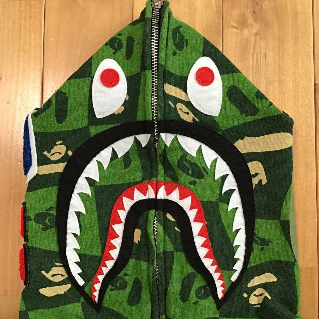 Bape BAPE FACE Logo Distortion Shark Full Zip Hoodie APE Size US M / EU 48-50 / 2 - 3 Thumbnail