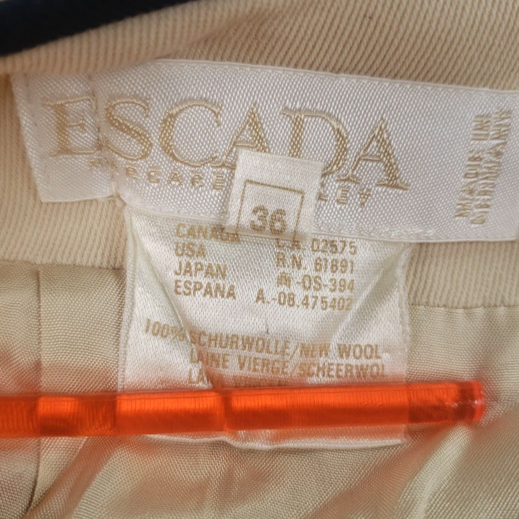 Escada VINTAGE ESCADA Women's Skirt Size 36 Ivory Wool Pencil Straight Casual All Seasons Size 25" / US 0 / IT 36 - 7 Thumbnail