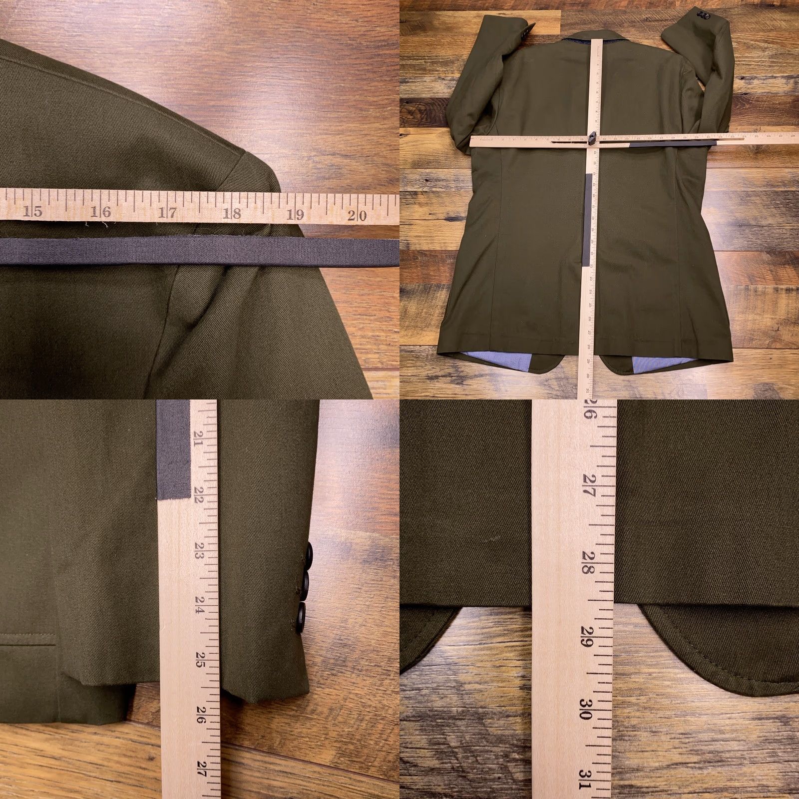 Olive Combatant Gentlemen Sport Coat Slim 42R Olive Green Notch Lapel 2-Button Single-Breasted Blazer Jacket Mens Regular Size 42R - 9 Thumbnail