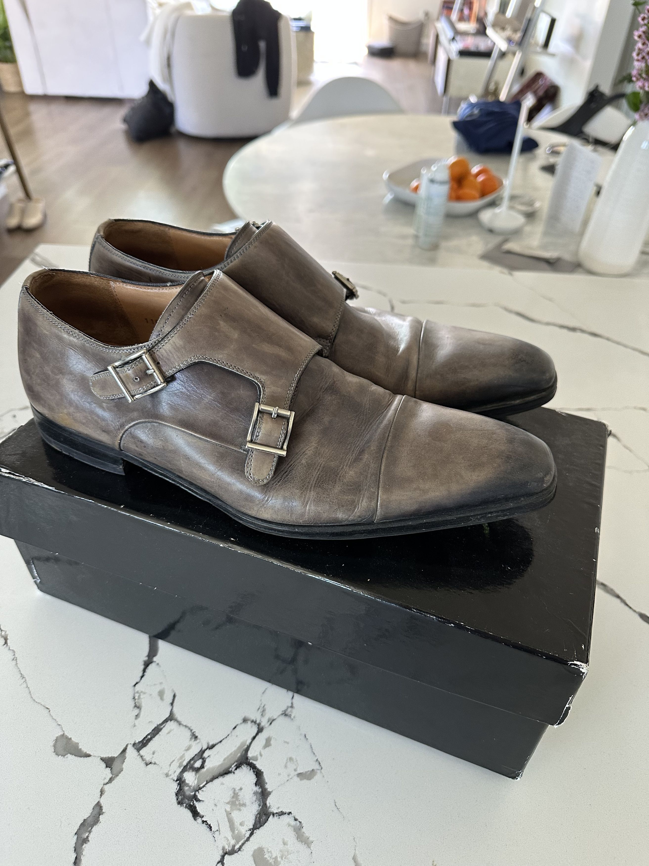 Magnanni Gray Cap-Toe Double Monk Strap Ombre Loafers Size US 9.5 / EU 42-43 - 2 Thumbnail