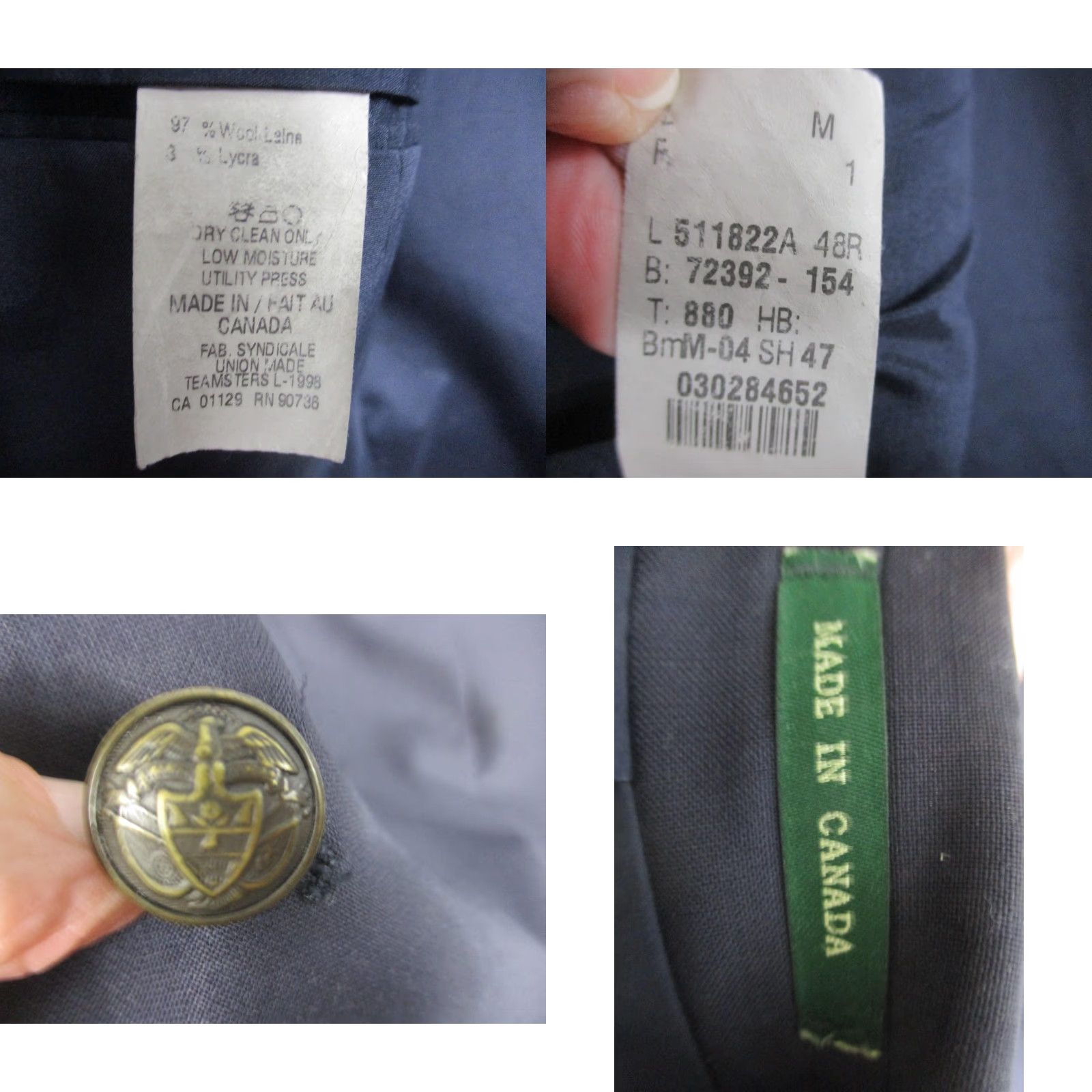 Ralph Lauren Lauren Ralph Lauren Blazer Mens 48R Navy Blue Wool Blend Two Button Made Canada Size 48R - 8 Thumbnail