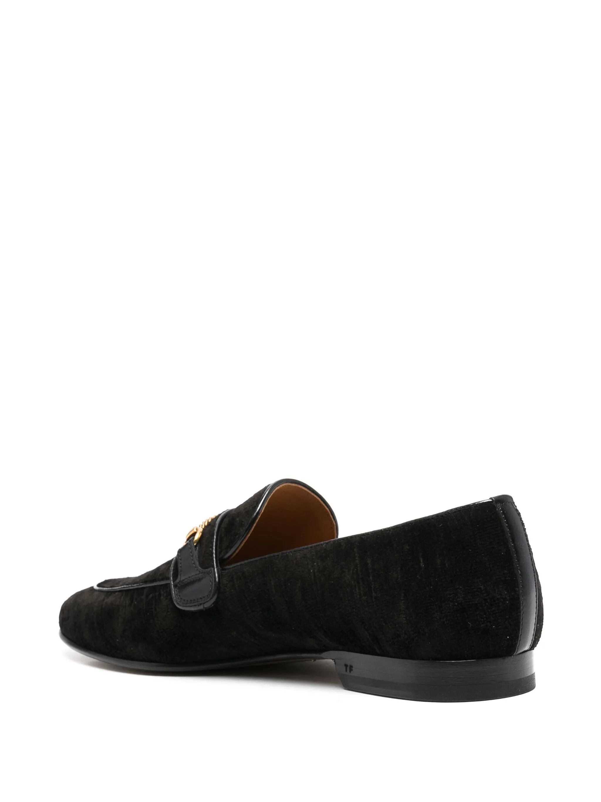 Tom Ford o1w1db10225 J1482 Velvet Liam Chain Loafers in Black Size US 8 / EU 41 - 3 Thumbnail