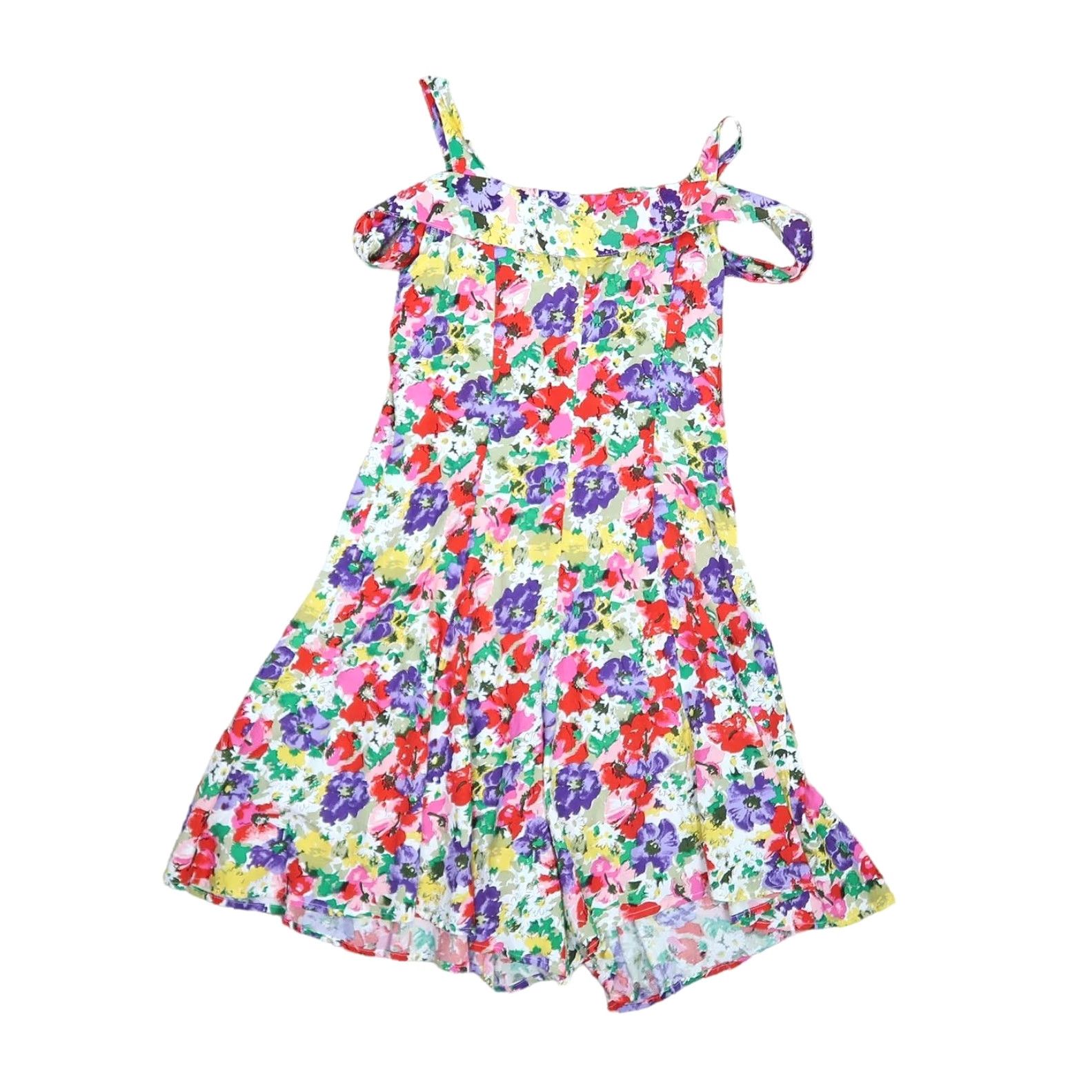 Vintage VINTAGE Via Max Romper Shirt One-Piece Floral 90s White S Womens Boys Girls? Size 28" / US 6 / IT 42 - 3 Thumbnail