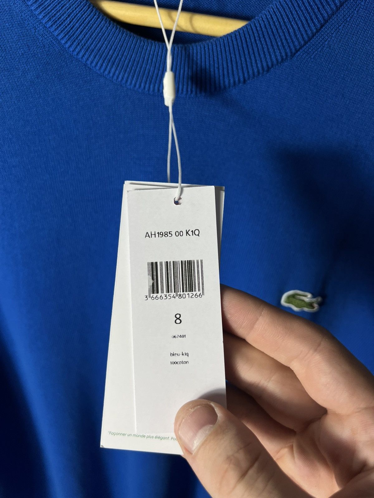 Lacoste 🐊 Lacoste Organic Cotton Crew neck Sweater Blue XXXL FR 8 Size US XXL / EU 58 / 5 - 6 Thumbnail