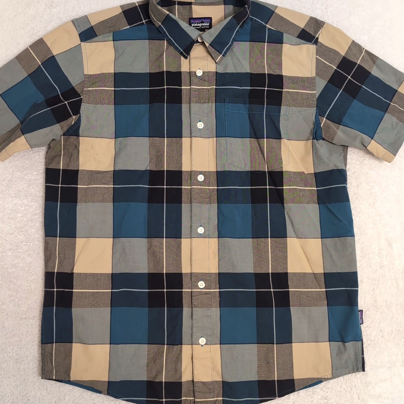 Patagonia Patagonia Shirt Mens Medium Blue Beige Plaid Short Sleeve Button Up Collared Size US M / EU 48-50 / 2 - 4 Thumbnail
