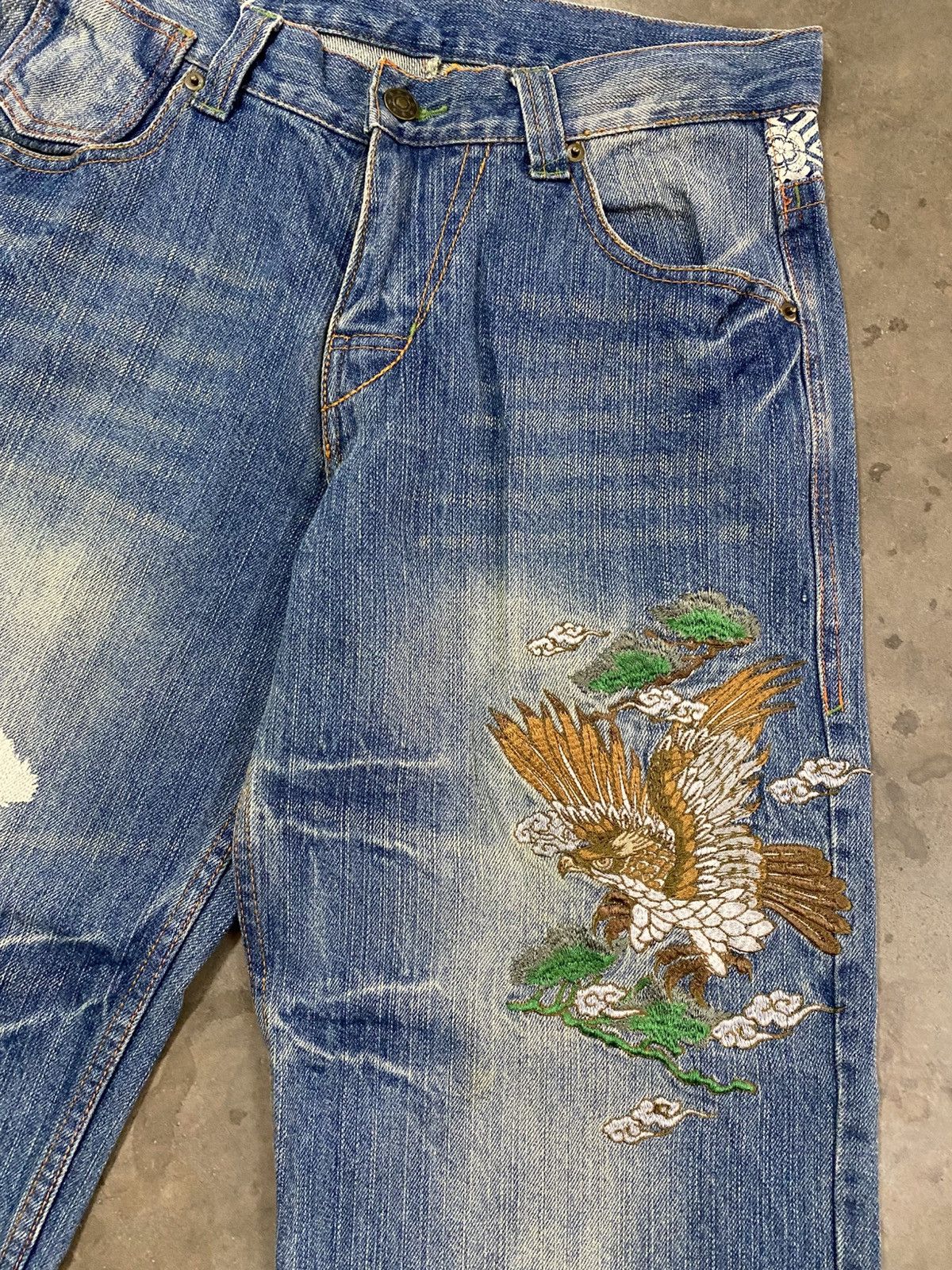 Dragonfly × Hysteric Glamour × Japanese Brand Baggy Jeans Japanese Karakuri Embroidered Eagle @239act Size US 30 / EU 46 - 6 Thumbnail