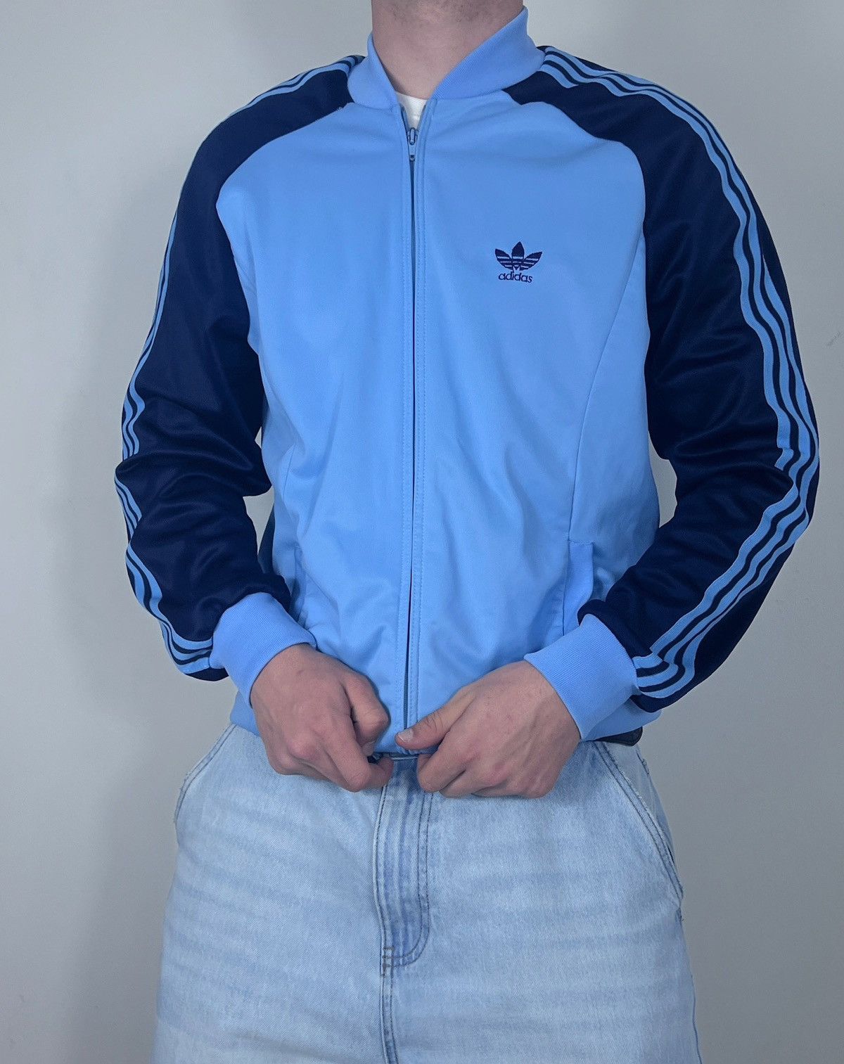 Adidas Adidas Light Blue Track Jacket made in france vintage adidas Size US L / EU 52-54 / 3 - 2 Thumbnail
