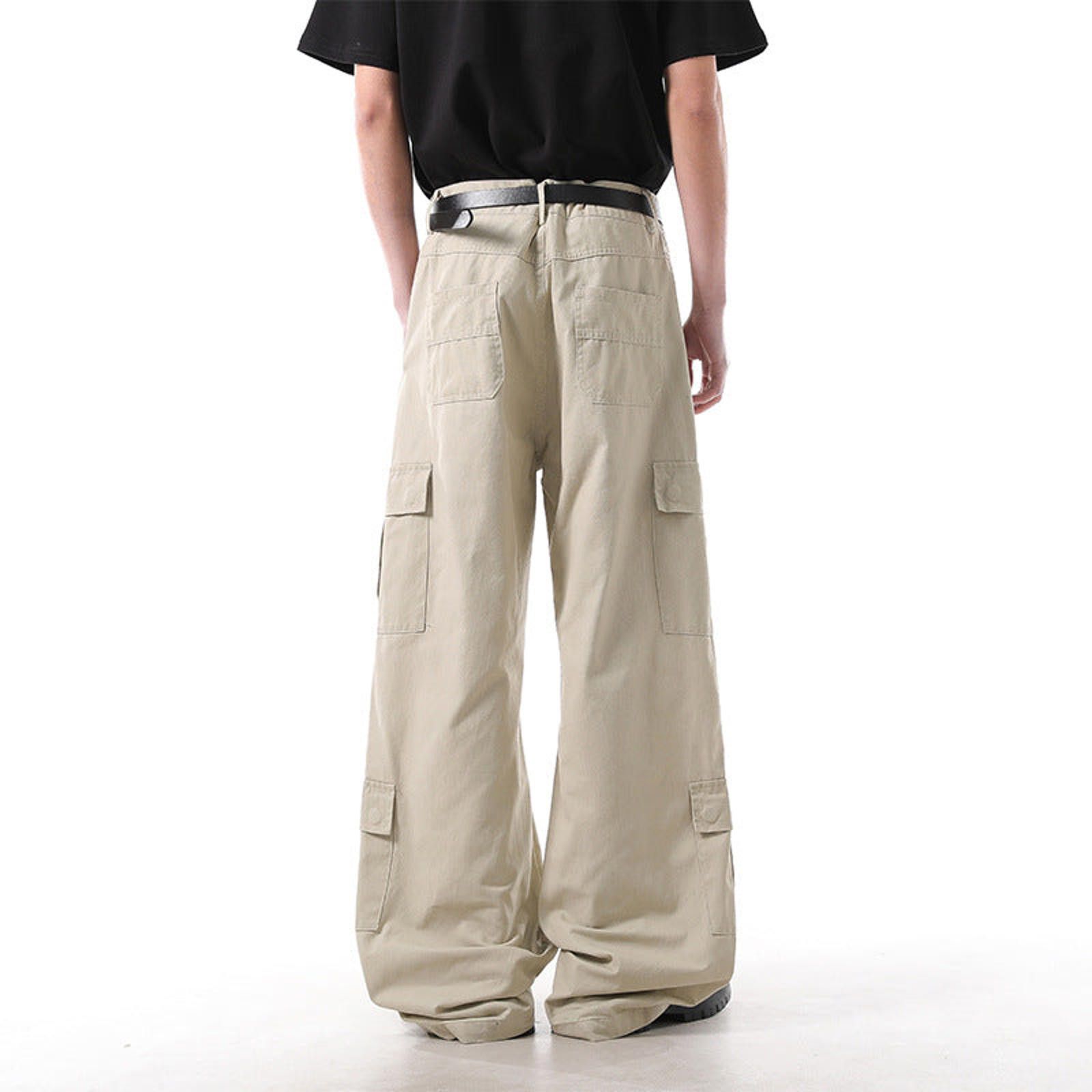 Vintage Olive Wide Leg Cargo Pants, Loose Fit Utility Pants Size US 30 / EU 46 - 3 Thumbnail