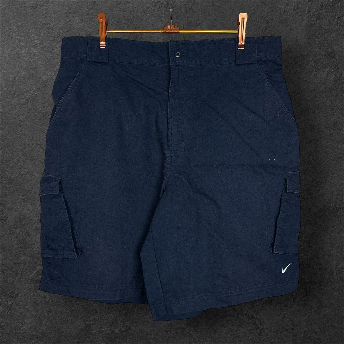Nike Vintage Y2K Nike Swoosh Cargo Shorts Navy Blue Size US 36 / EU 52 - 1 Thumbnail