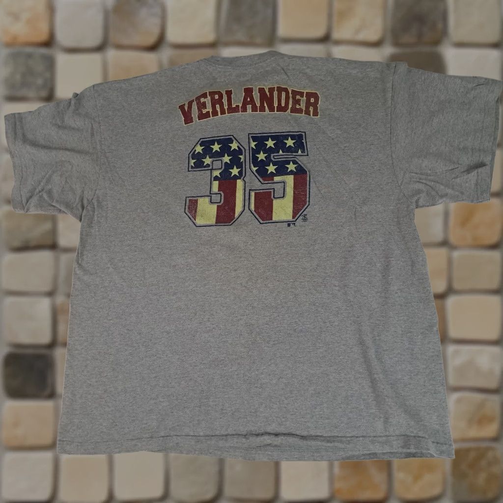 MLB VINTAGE Detroit Tigers MLB 3XL T-Shirt Gray Cotton Crew Neck Short Sleeve Verlander Patriotic Baseball Shirt Boys Mens Womens Unisex Adults Size US XXL / EU 58 / 5 - 1 Thumbnail
