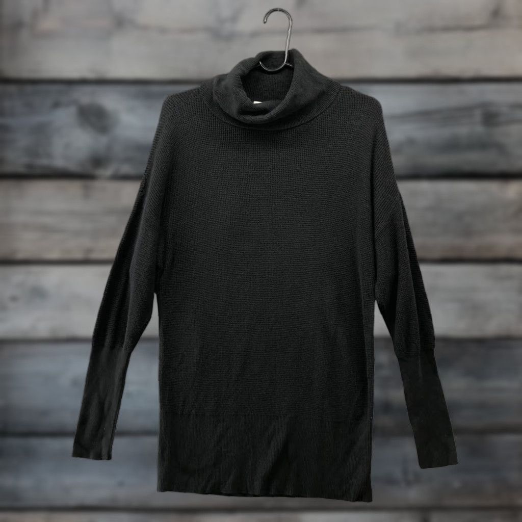Loft LOFT Turtleneck Tunic Sweater Women M Black Cotton Blend Longline Dolman Sleeve Knit Everyday Casual Vintage No Size M / US 6-8 / IT 42-44 - 1 Thumbnail