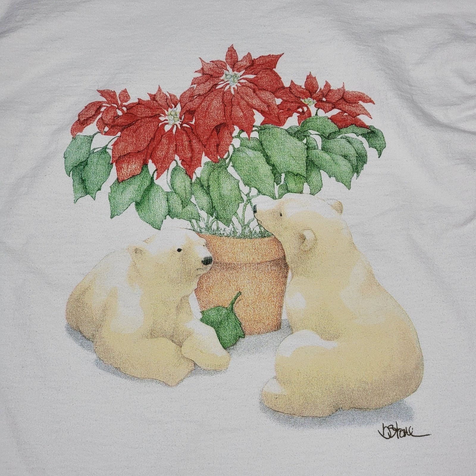 Fruit Of The Loom LS Tee Polar Bears w/ Poinsettias (Fruit Of The Loom) - Med Size M / US 6-8 / IT 42-44 - 3 Thumbnail
