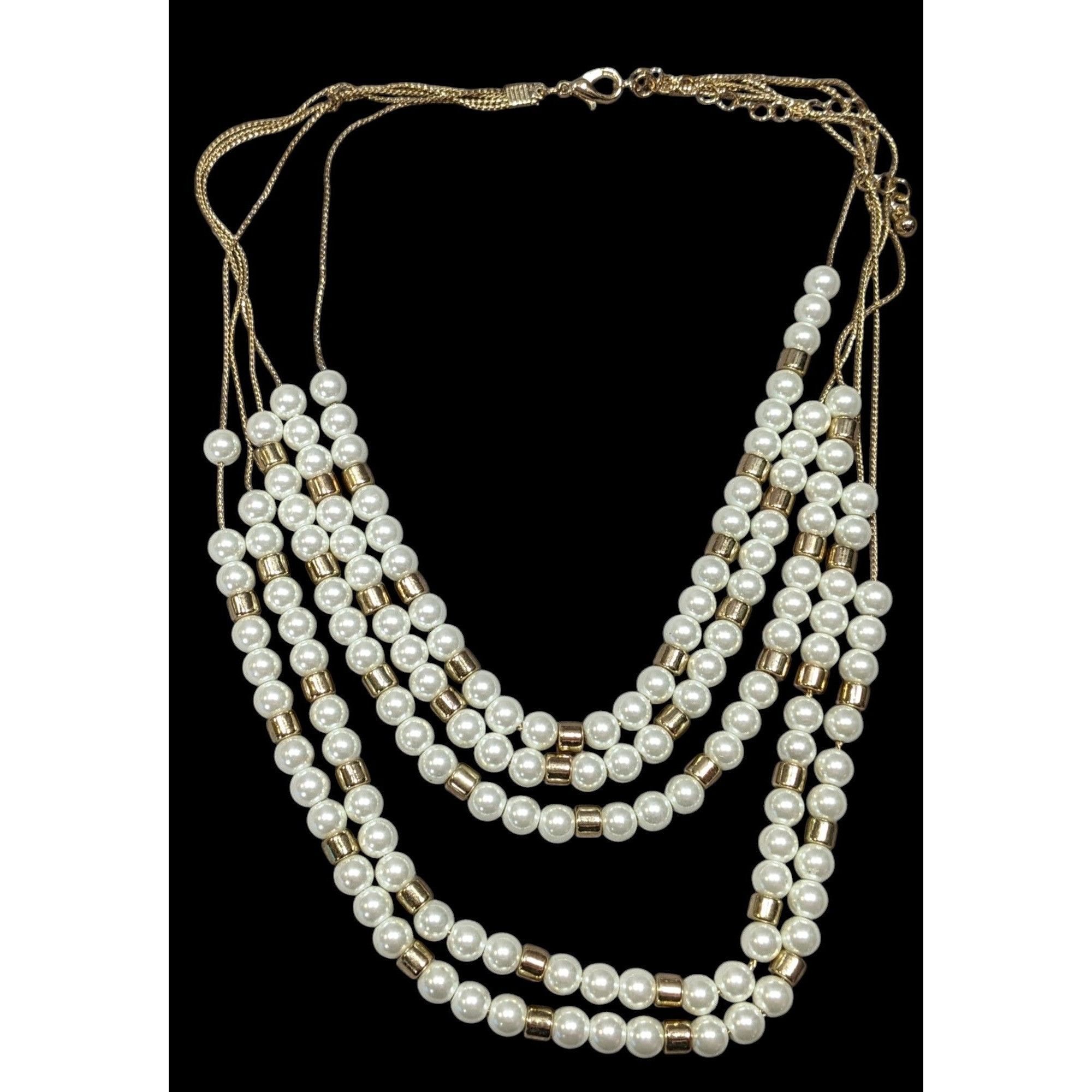 Other Elegant Glam Faux Pearl Gold Tone Beaded Layered Necklace Size ONE SIZE - 2 Thumbnail