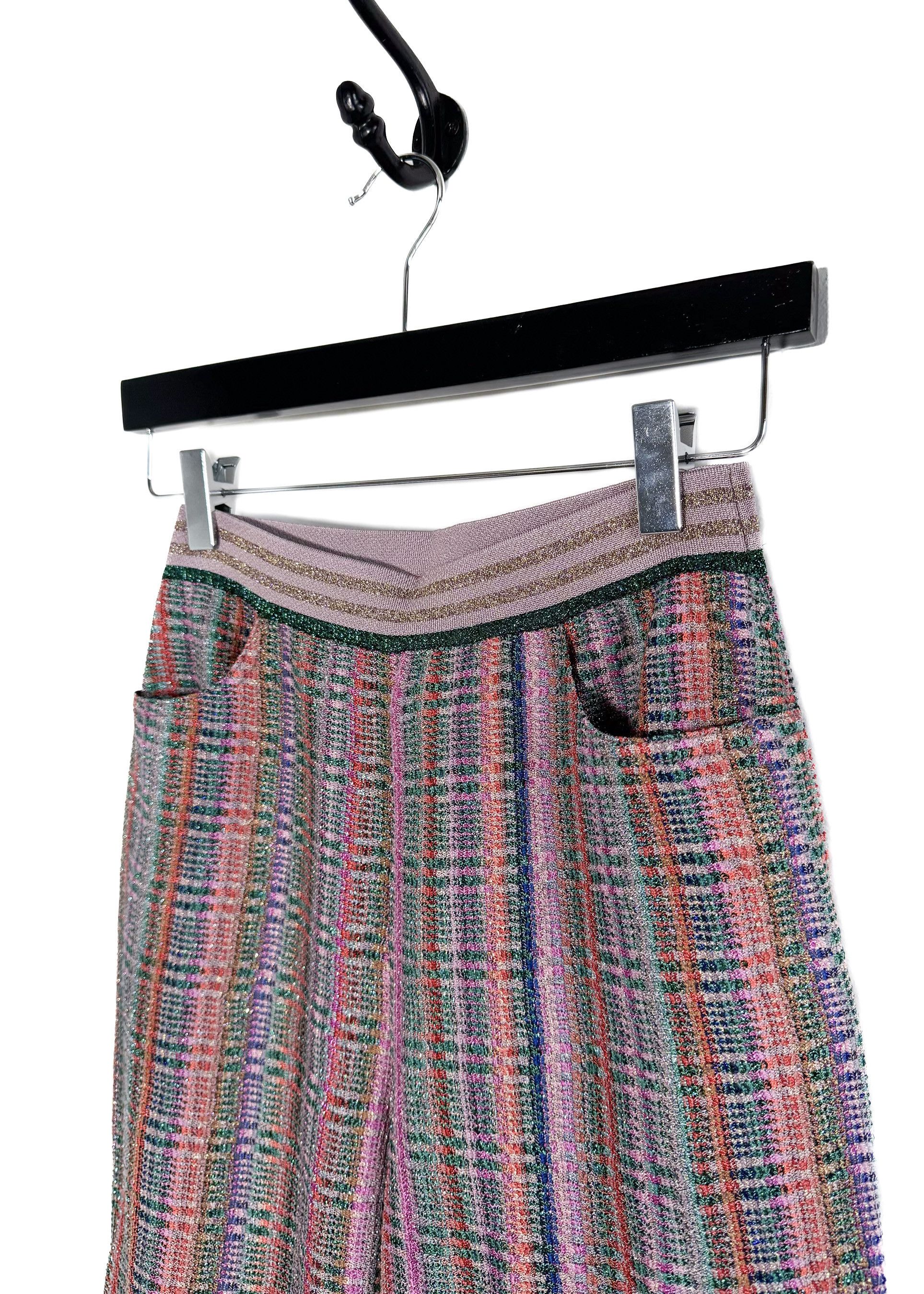 Missoni Missoni Multicolour Pink Metallic Striped Wide Leg Pants Size 27" / US 4 / IT 40 - 4 Thumbnail