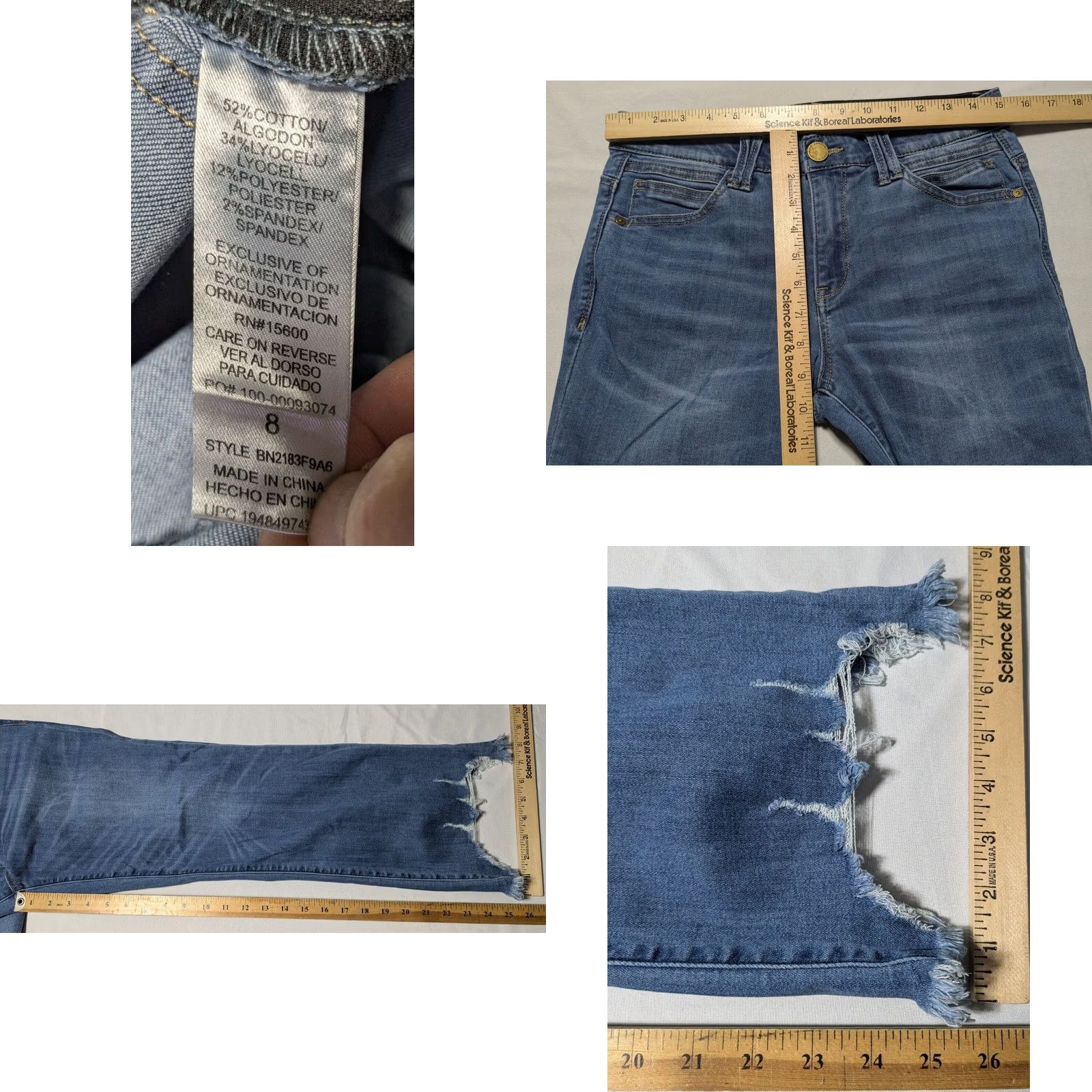 Vintage DEMOCRACY AB' TECHNOLOGY Women Size 8 Cutout Hem Lyocell Stretch Denim Jeans Shirt? Size 30" / US 8 / IT 44 - 8 Thumbnail