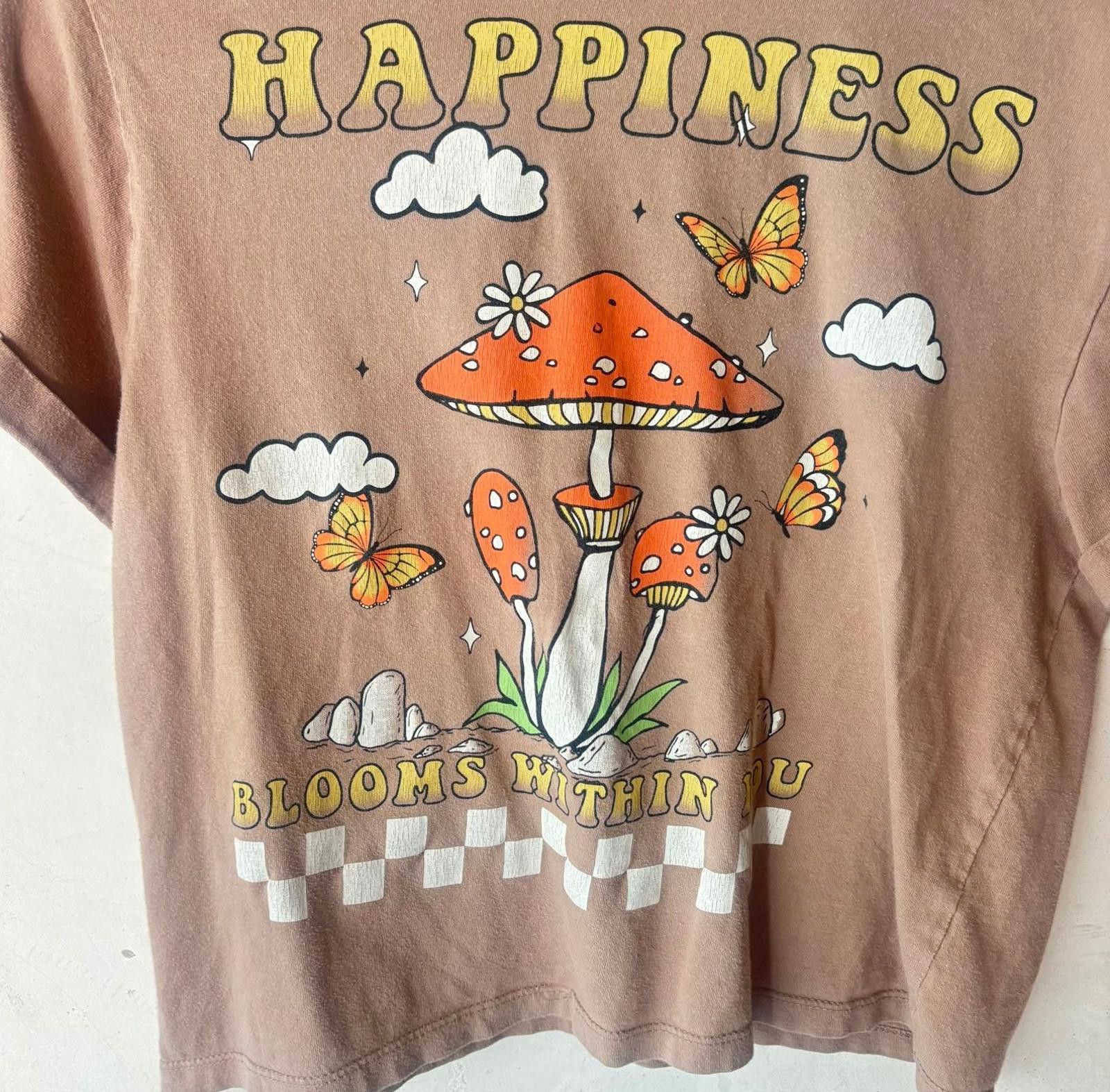 Other Cute Mushroom & Butterfly Graphic Women's Crop T-Shirt Size S / US 4 / IT 40 - 5 Thumbnail
