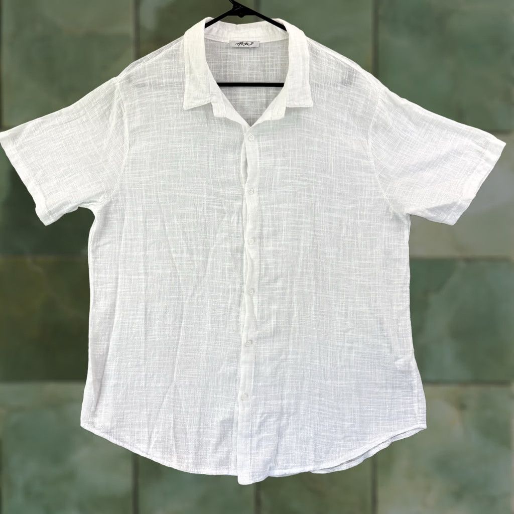 Vintage Vintage Made in Italy Shirt Men 2XL White Short Sleeve Linen Blend Button-Up Casual Beach Preppy Shirt Mens Regular Big & Tall Size US XXL / EU 58 / 5 - 1 Thumbnail