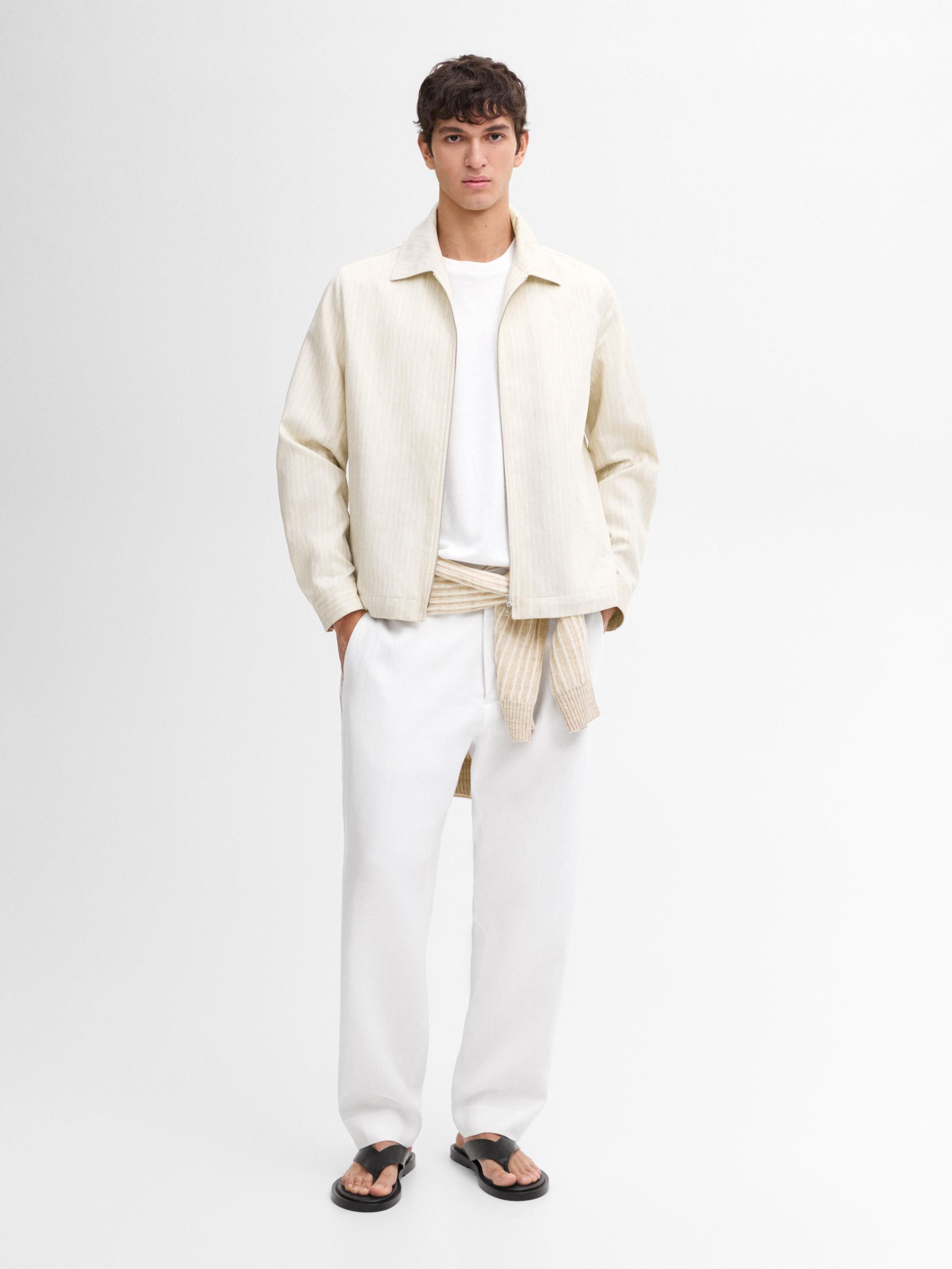 Massimo Dutti MASSIMO DUTTI COTTON BLEND STRIPED BOMBER JACKET Size US M / EU 48-50 / 2 - 1 Thumbnail