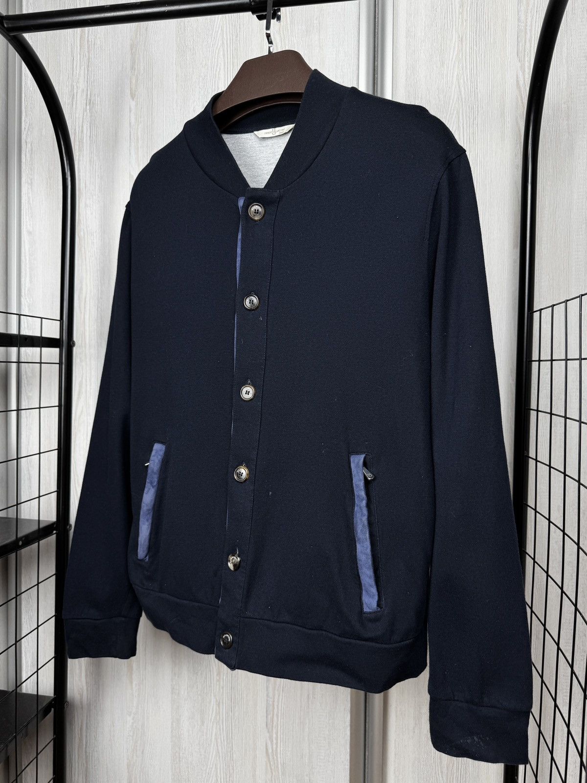 Other Umberto Bilancioni navy blue silk cotton lux bomber jacket Size US L / EU 52-54 / 3 - 7 Thumbnail