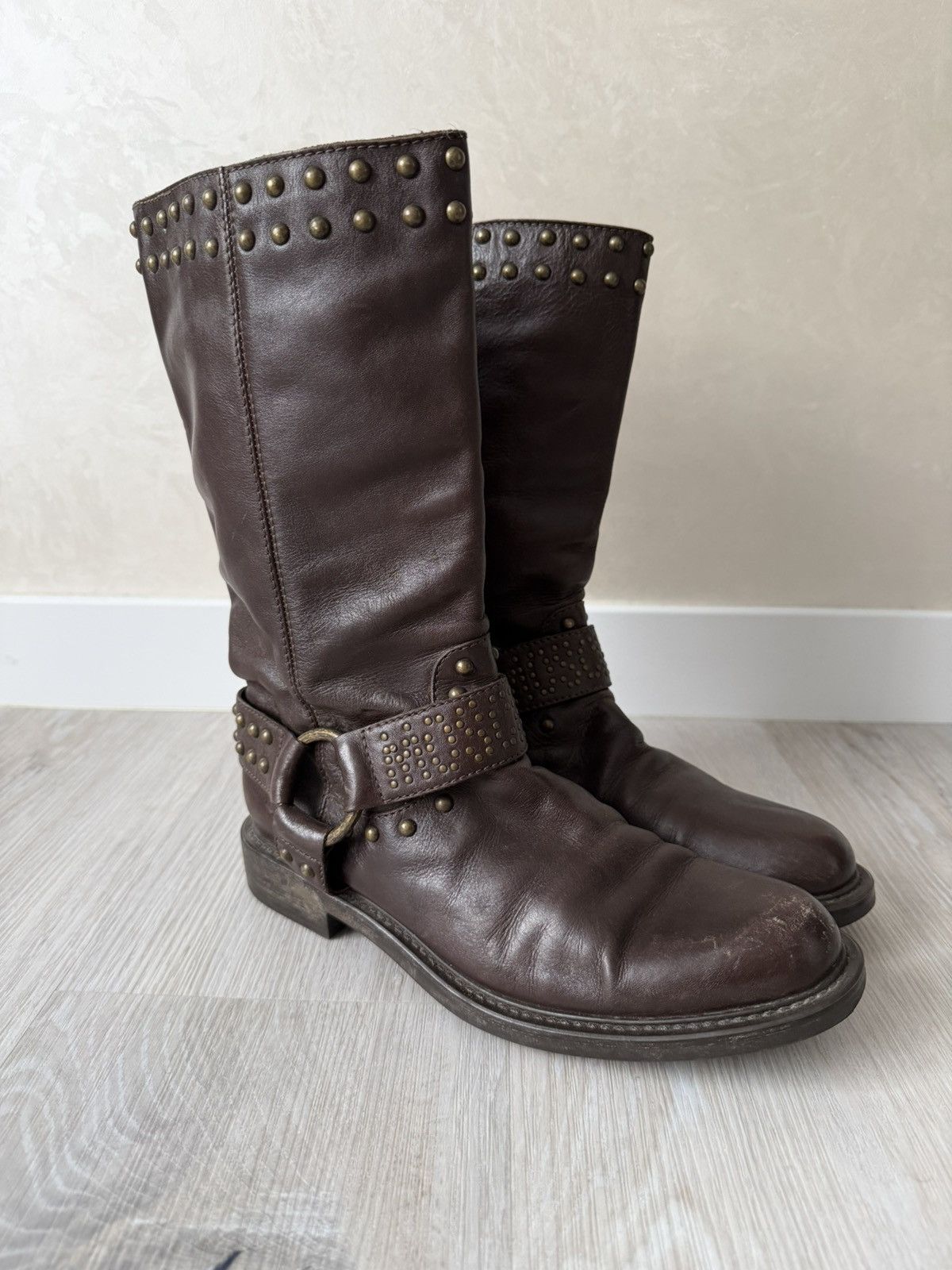 Moschino Vintage Italian AS 98 Rick Owens Style Leather Cowboy Boots Size US 8 / EU 41 - 7 Thumbnail