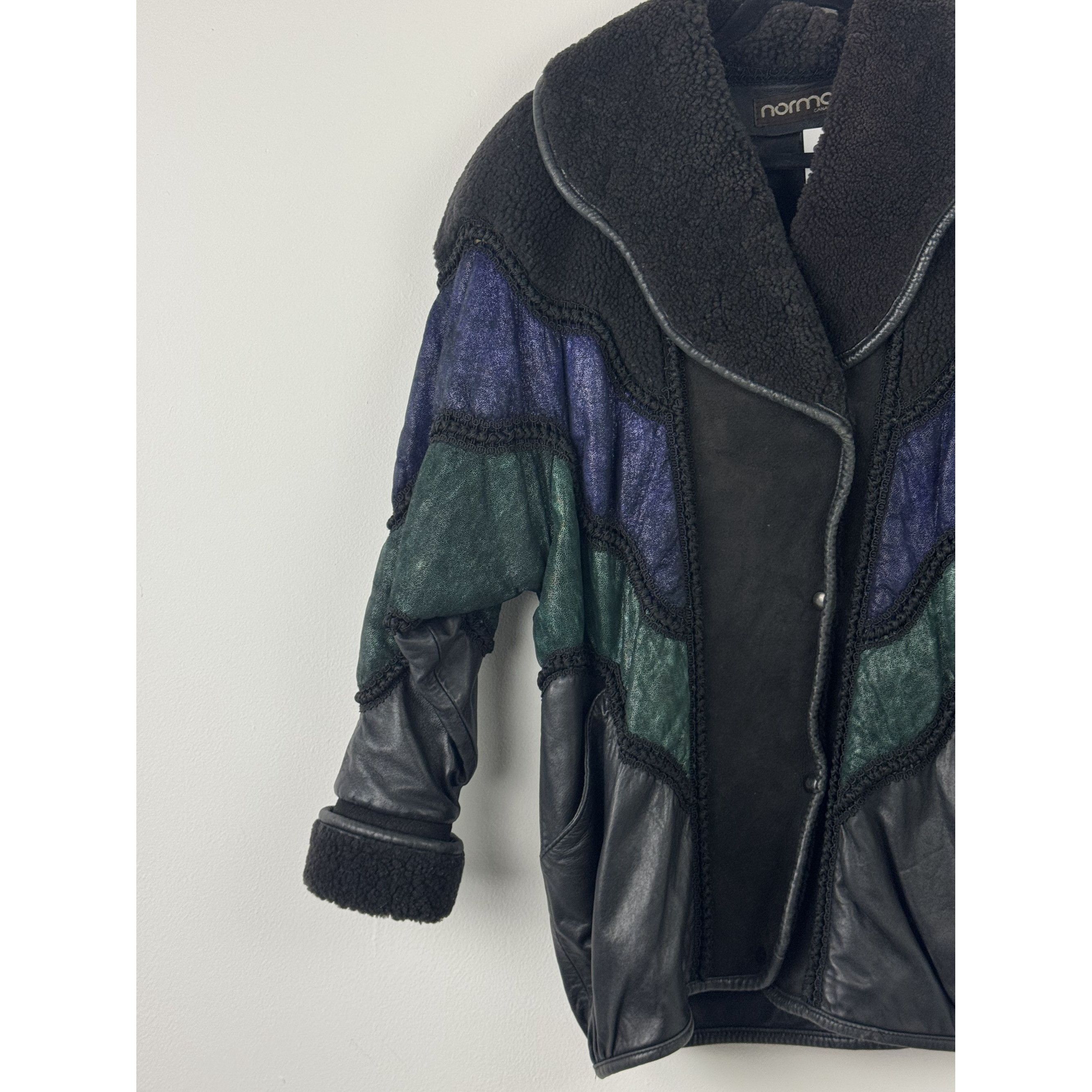 Other Rare Vintage Norma Patchwork Purple & Blue Winter Leather Co Size L / US 10 / IT 46 - 5 Thumbnail