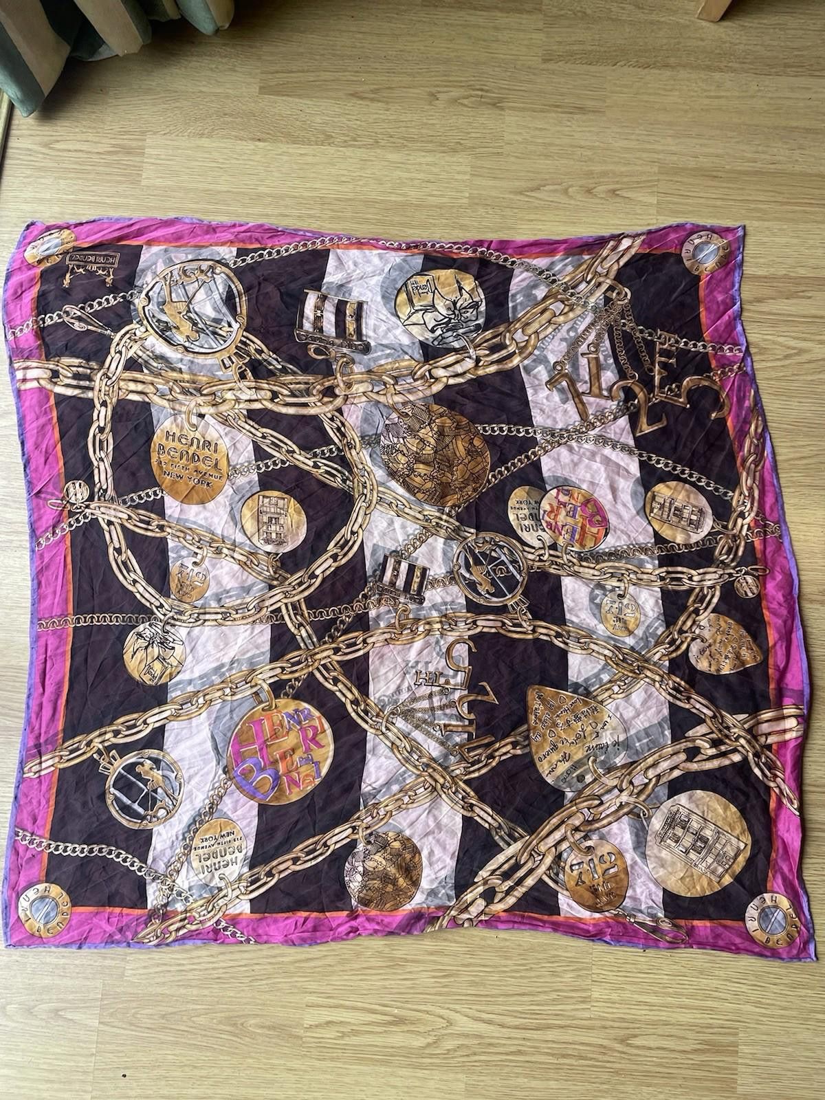 Designer 80s Henri Bendel 100% Silk Vintage Scarf 712th New York Size ONE SIZE - 1 Thumbnail