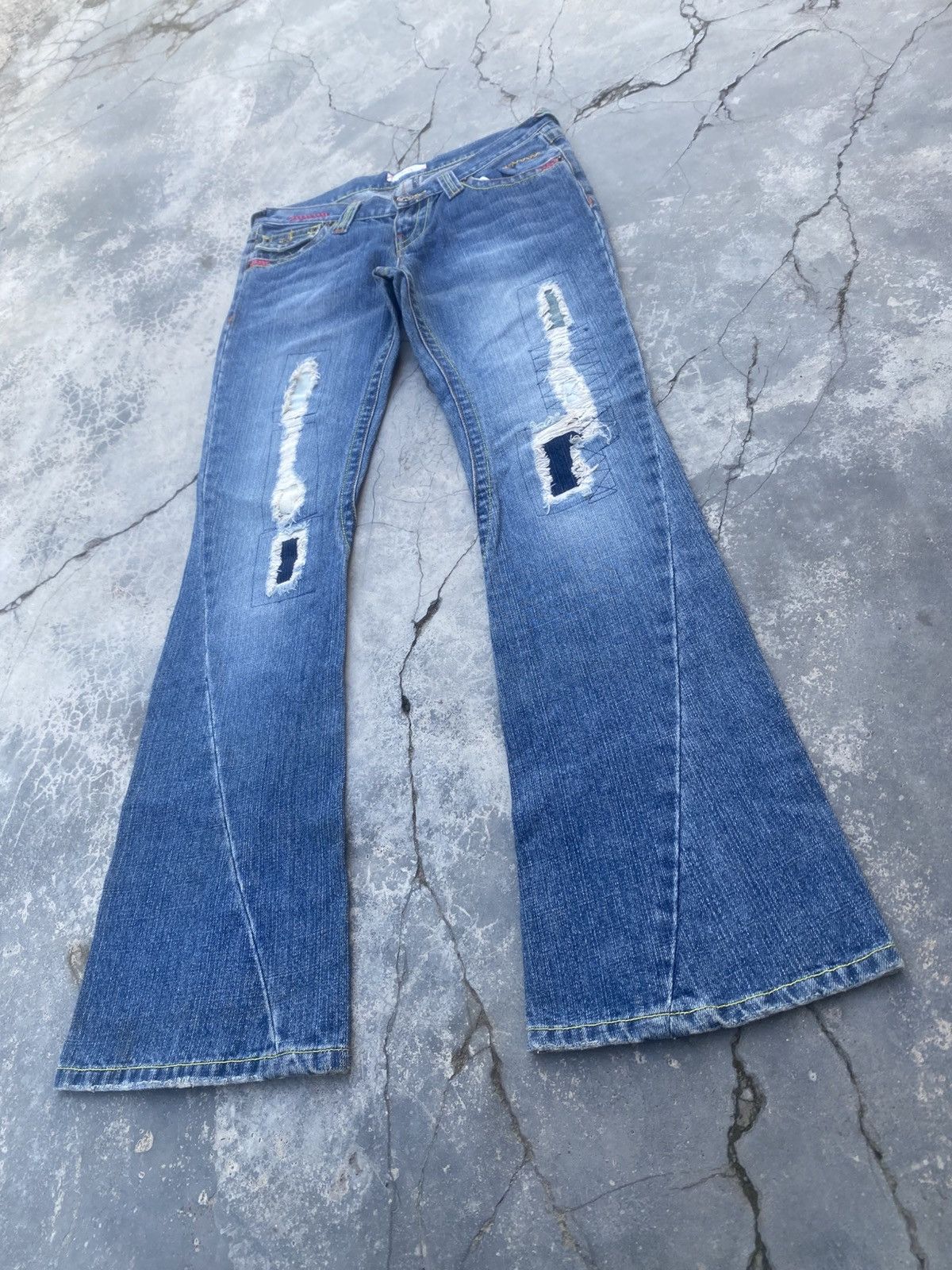 Japanese Brand Vintage SLANG Reworked Flared Jeans Size US 29 - 2 Thumbnail