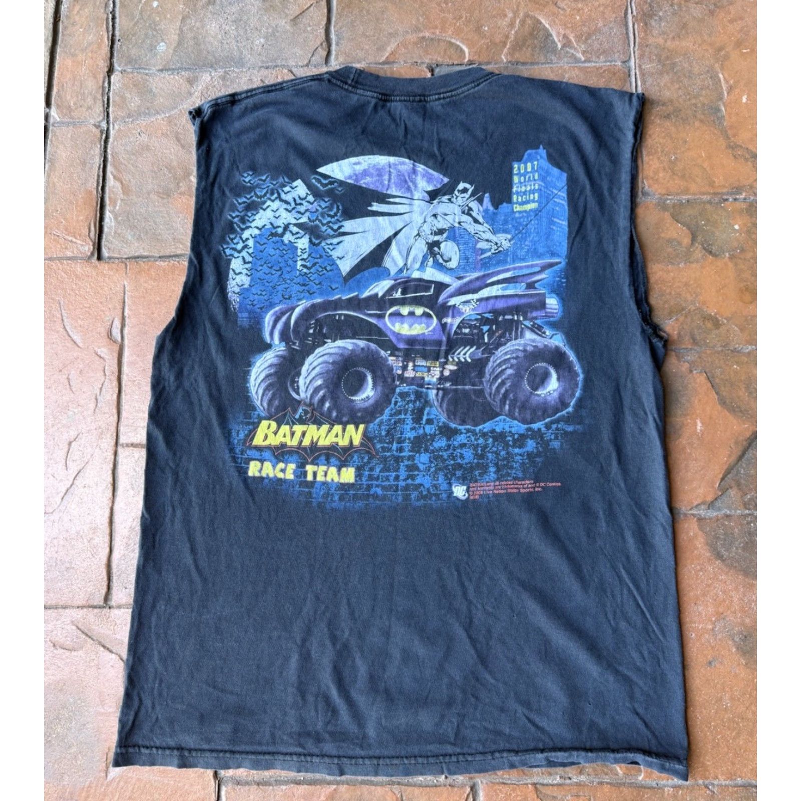 Vintage VINTAGE Batman Race Team Tank Top Shirt DC Comics XL Black Crew Neck Sleeveless T-Shirt Graphic Print Double-Sided Men MENS Nascar 90s Size US XL / EU 56 / 4 - 2 Thumbnail