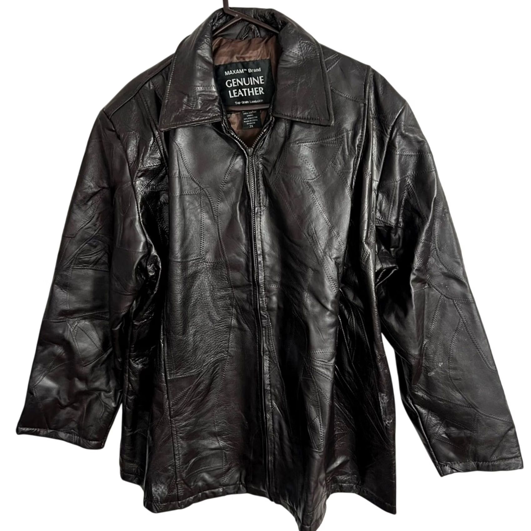 Vintage Maxam Leather Jacket Bomber 3XL Men Black Top Grain Lambskin High Quality Genuine Italian Mosaic Design Jacket Size US XXL / EU 58 / 5 - 2 Thumbnail