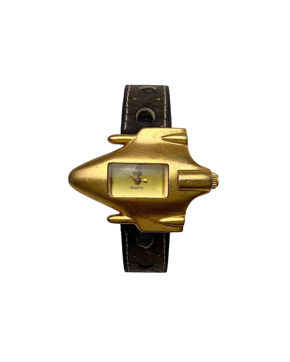 image of Vintage Accent On Design Airplane Watch in Gold, Men's