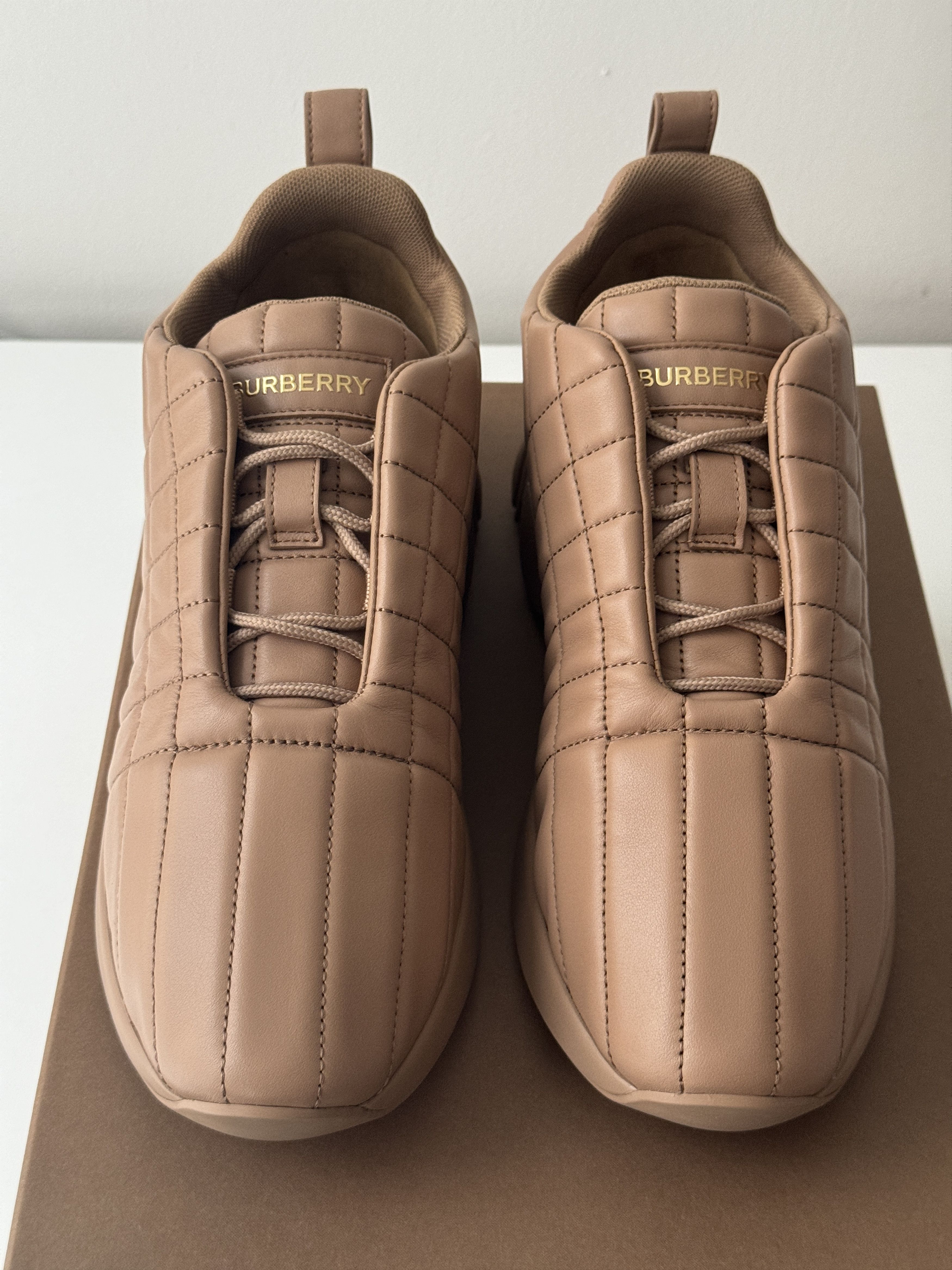 Burberry size 42 - Burberry Quilted Sneakers Leather Brown Bisquit Size US 9 / EU 42 - 2 Thumbnail